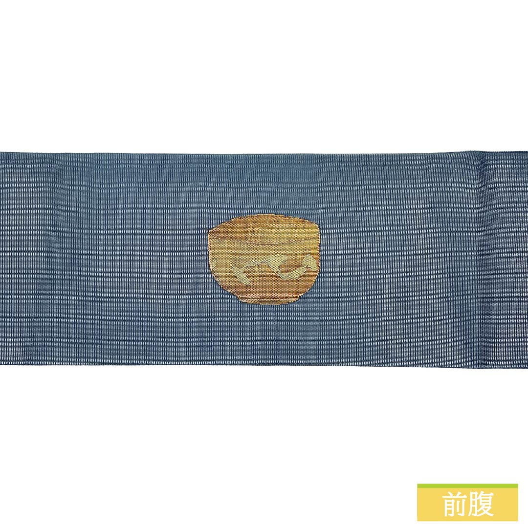 名古屋帯 正絹 Aランク 名古屋仕立て 鉄紺色（てつこんいろ） 夏帯 茶道 茶碗 帯丈358cm ポイント柄 カジュアル 紺系 1124012843318