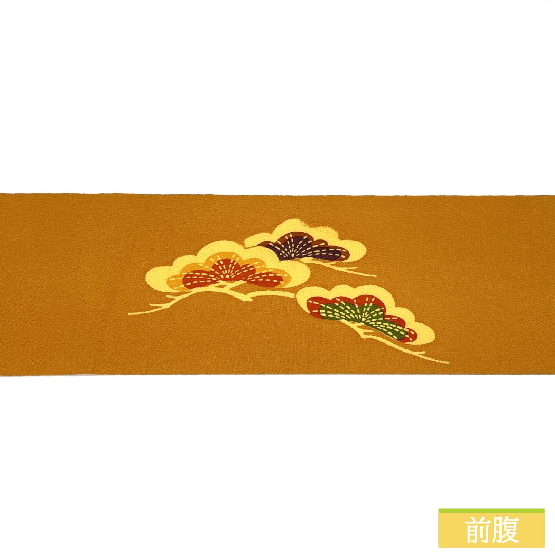 名古屋帯 正絹 Aランク 濃朽葉色（こいくちばいろ） 型染 ちりめん地 帯丈350cm ポイント柄 カジュアル 橙系 1124011523326 名古屋仕立て