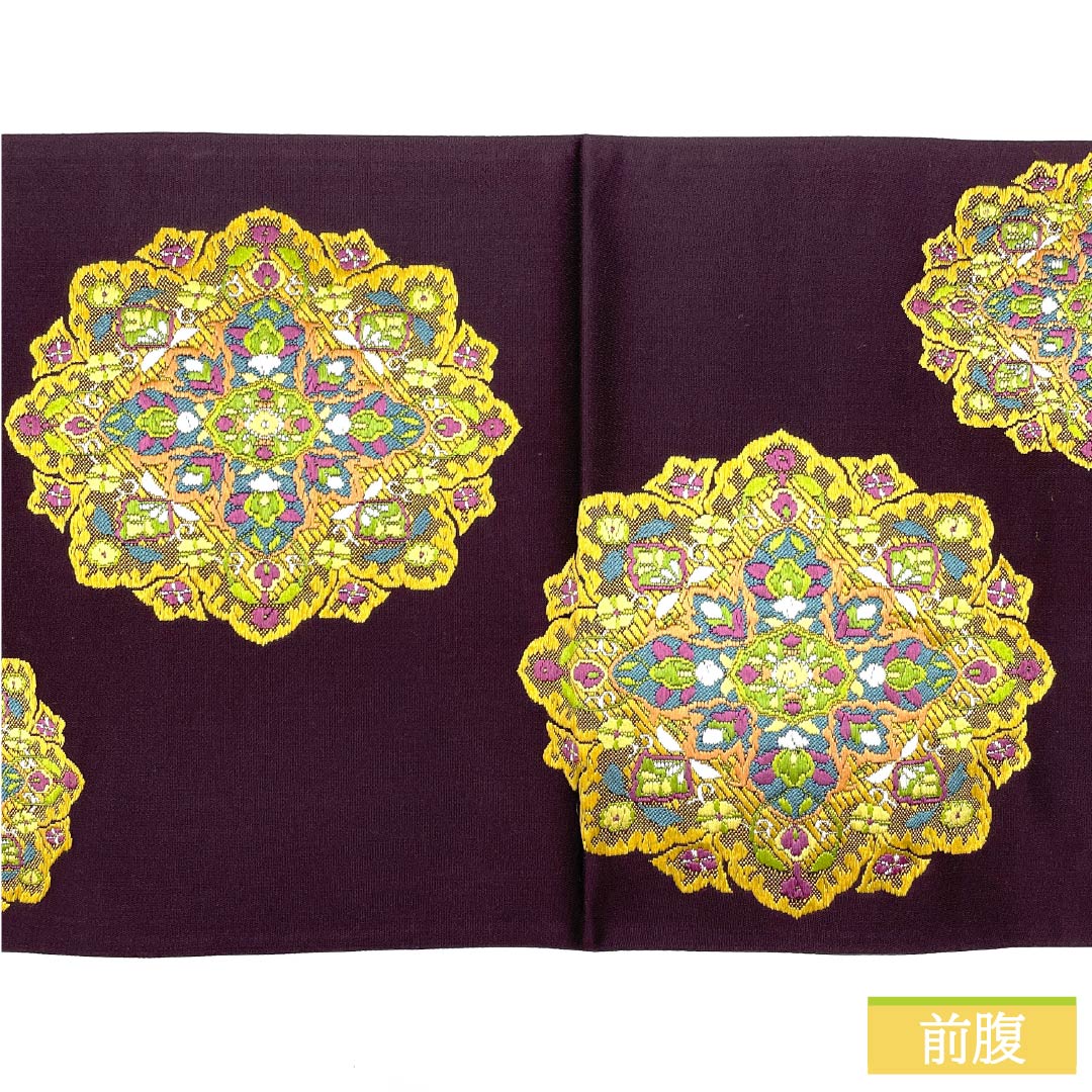 Fukuro Obi, Pure Silk, Shigokuiro (Extreme Color), Nishijin-ori, Karaori, Flower Pattern, Auspicious, Length 434cm, S Rank, Six-pass, Semi-formal, Purple, 1123012962320