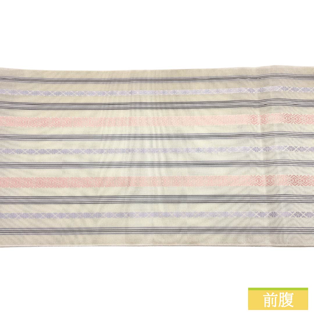 （新品）名古屋帯 正絹 NEWランク 松葉仕立て 象牙色（ぞうげいろ） 夏帯 博多織 献上柄 帯丈384cm 全通 カジュアル ベージュ系 1124013061425