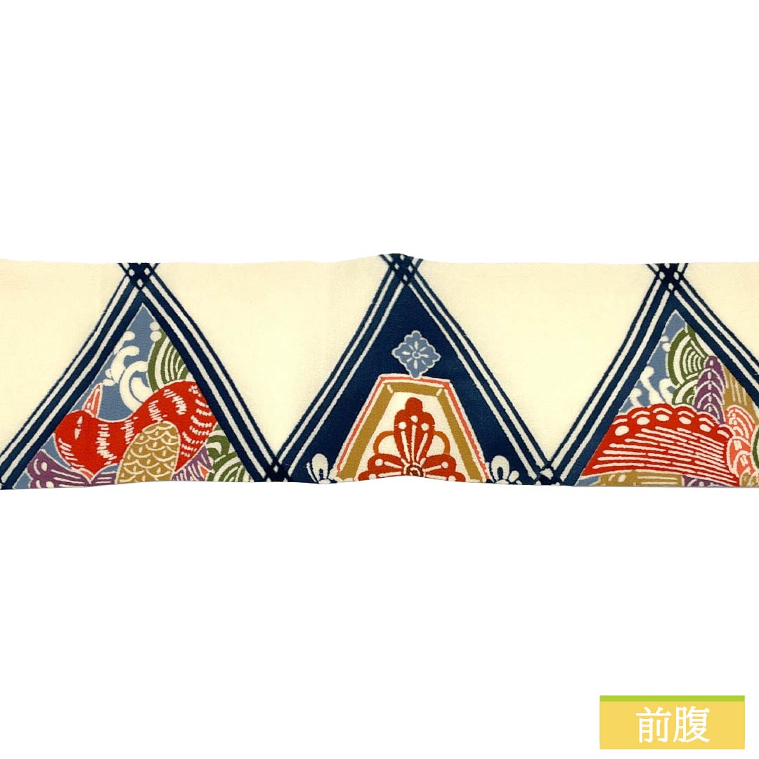 Nagoya Obi Silk A Rank Nagoya Tailored Milky White Kyo-Bingata Classic Pattern Diamond Obi Length 360cm Full Pattern Casual White Tone 1124011613311