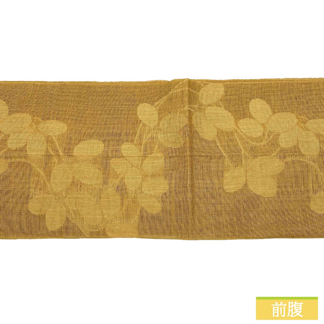 名古屋帯 正絹 Aランク 松葉仕立て 丁子色（ちょうじいろ） 夏帯 萩 古典柄 帯丈362cm 六通 カジュアル 茶系 1124012823314