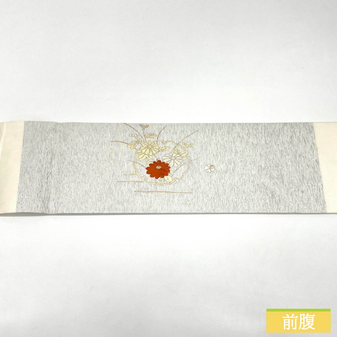 名古屋帯 正絹 Aランク 乳白色（にゅうはくしょく） 刺繍 古典柄 帯丈363cm ポイント柄 セミフォーマル 白系 1124011383311 名古屋仕立て
