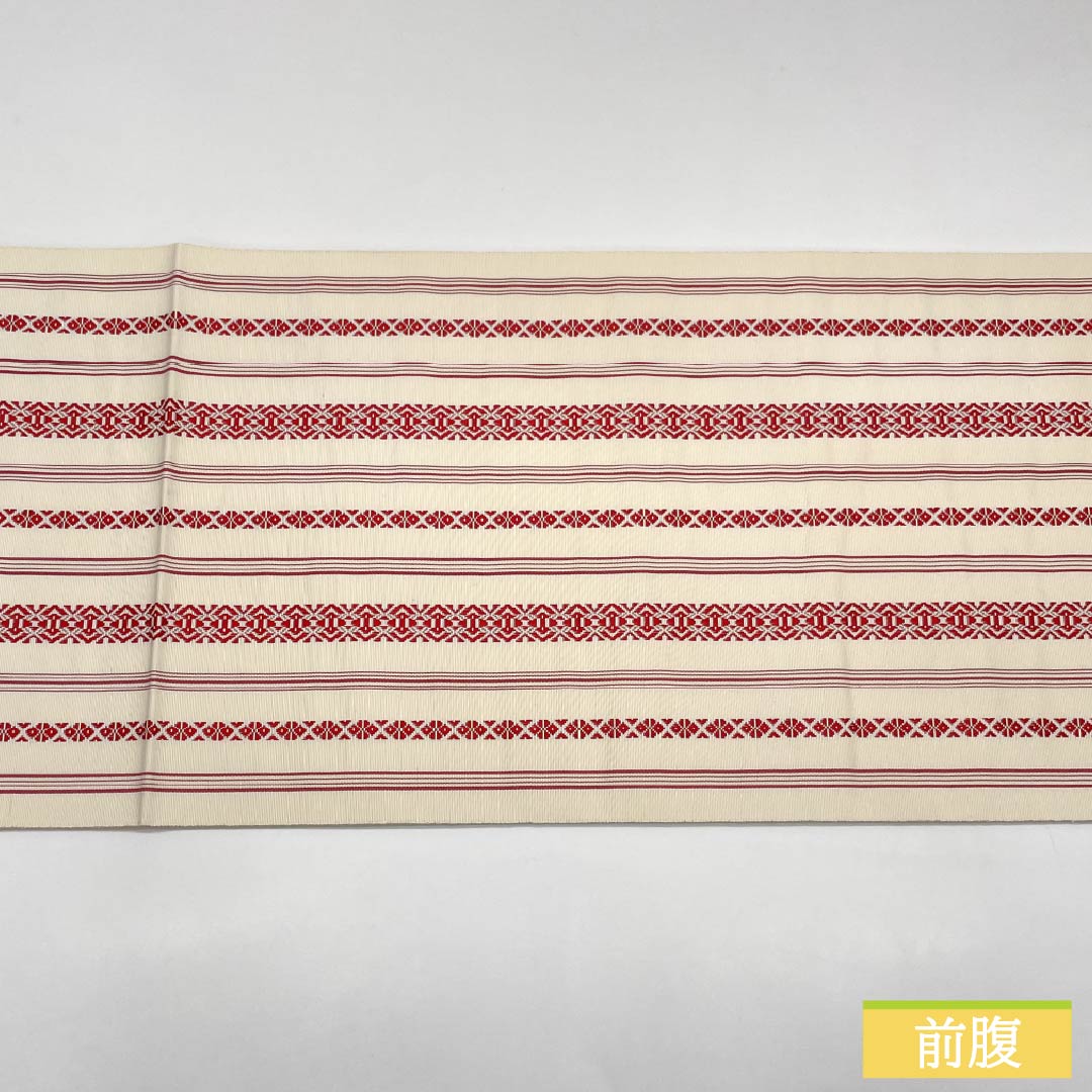 Nagoya Obi, genuine silk, S rank, off-white, Hakata-ori, Kenjo pattern, obi length 362cm, Zen-tsu, casual, white-based, 1124011442311, Matsuba-ji-date