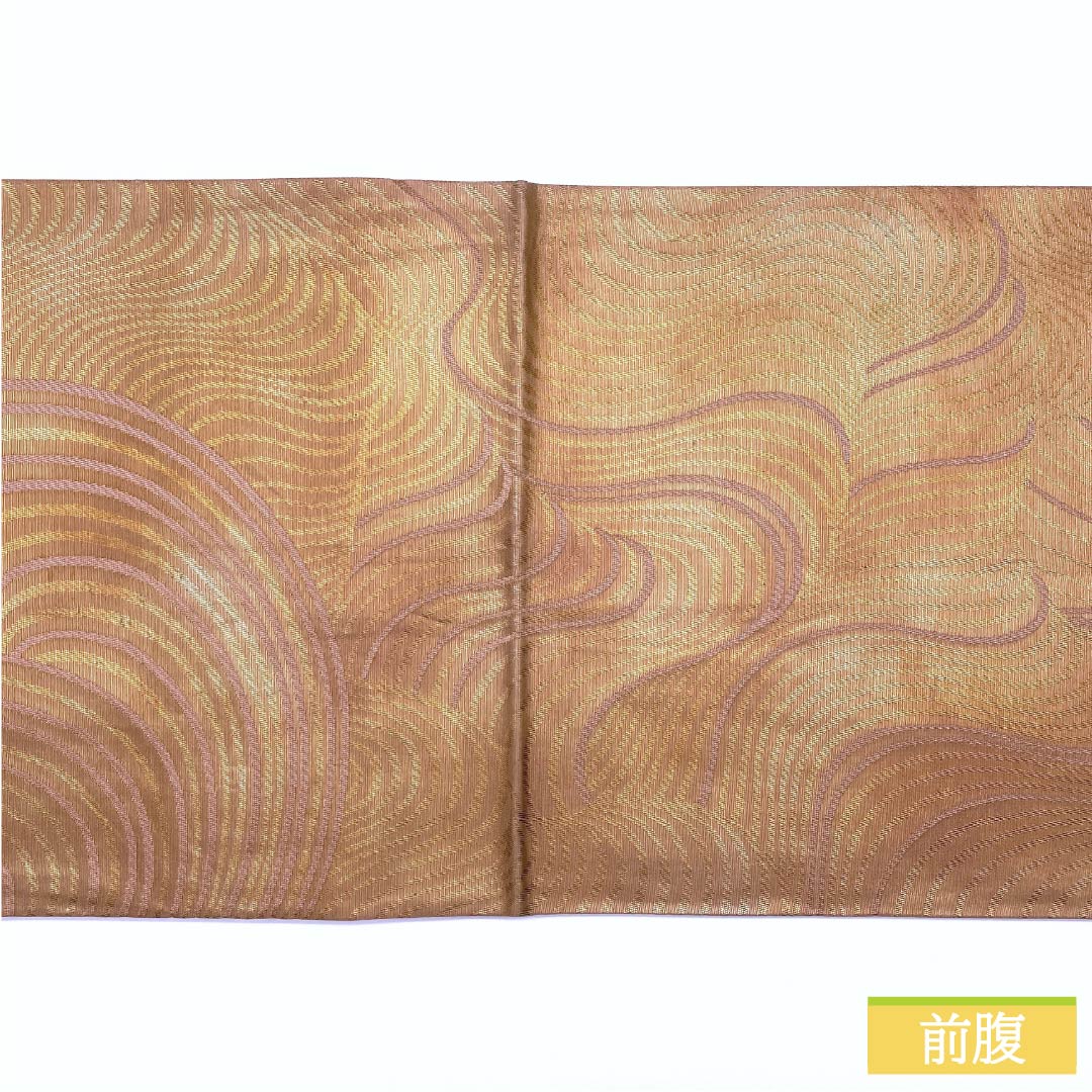 Fukuro Obi, Pure Silk, Light Red, Nishijin Weave, Waves, Length 432cm, S Rank, Six-way, Semi-formal, Pink, 1123012882313