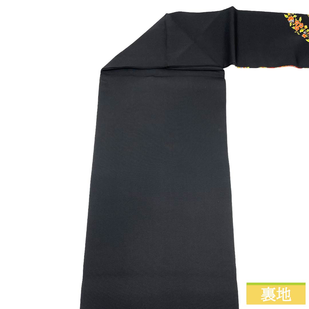 名古屋帯 正絹 Sランク 名古屋仕立て 黒色（くろいろ） 染め帯 塩瀬 更紗 帯丈359cm ポイント柄 セミフォーマル 黒系 1124012032310