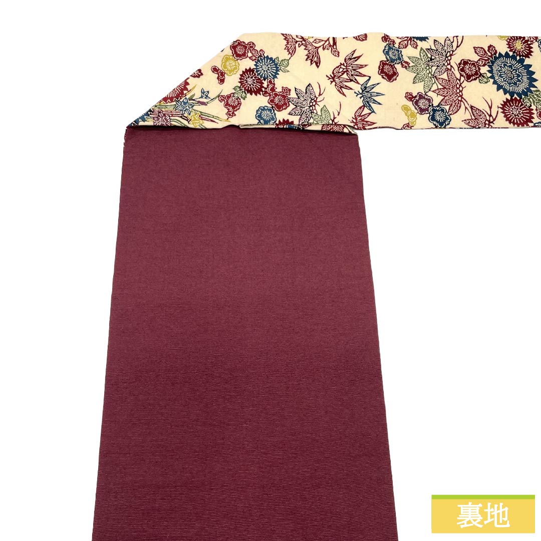 Nagoya Obi, genuine silk, A rank, Nagoya tailoring, Tokyo Shiracha-iro (light beige) with Katazome dyeing, Shitan-iro (rosewood) classic pattern, obi length 348cm, full pattern, casual, cream系, 1124011973315