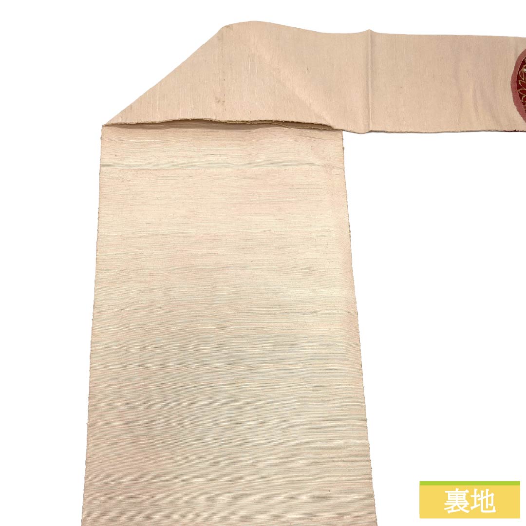 名古屋帯 正絹 Aランク 名古屋仕立て 翁茶色（おきなちゃいろ） 紬地 抽象柄 帯丈350cm ポイント柄 カジュアル ベージュ系 1124012323325