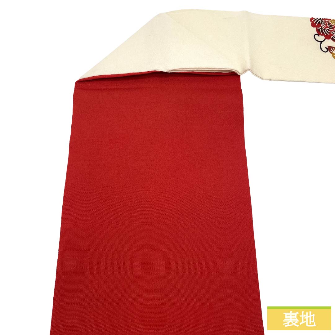 名古屋帯 正絹 Aランク 名古屋仕立て 乳白色（にゅうはくしょく） 京紅型 古典柄 ちりめん地 帯丈350cm ポイント柄 カジュアル 白系 1124012113311