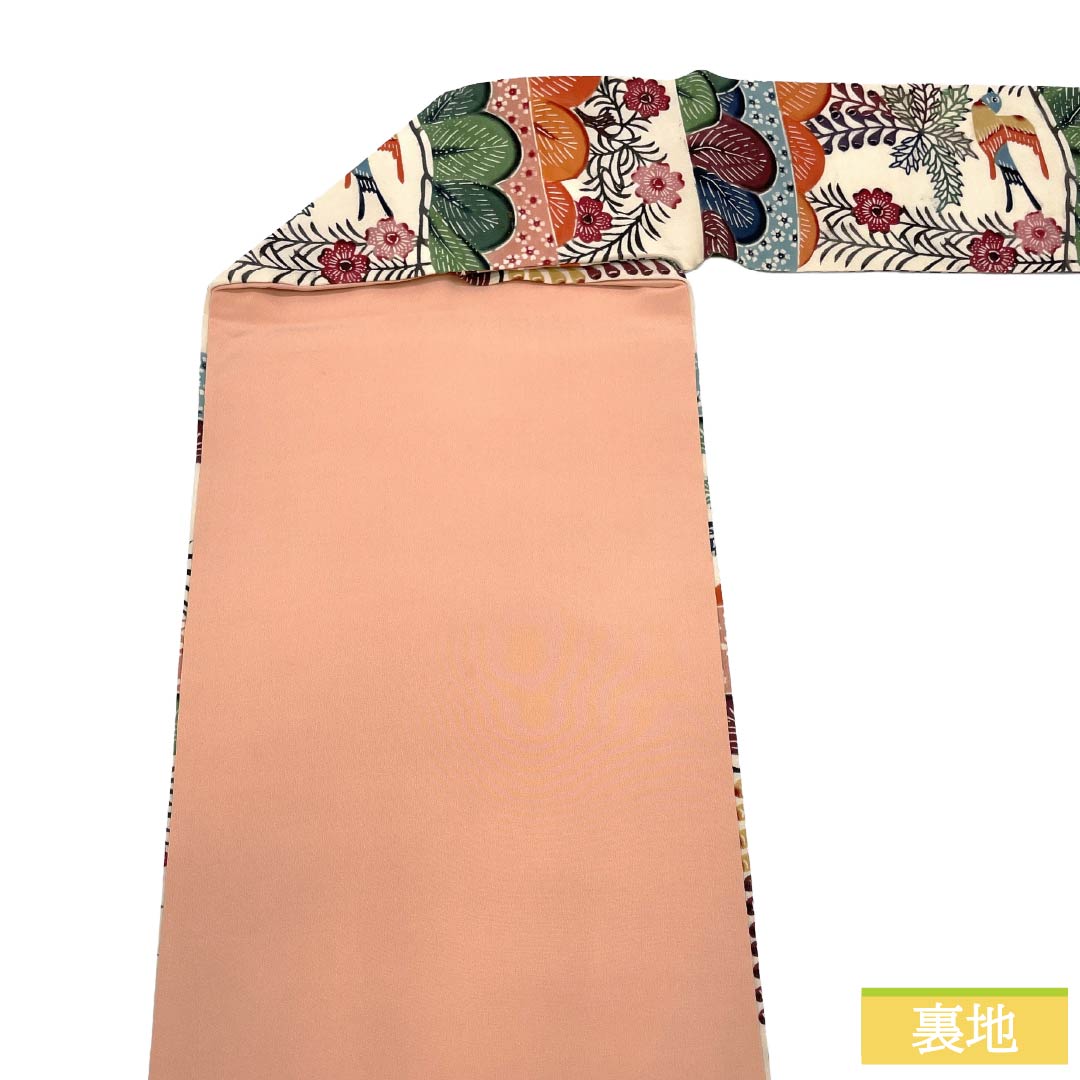 名古屋帯 正絹 Aランク 名古屋仕立て 乙女色（おとめいろ） 京紅型 草花模様 鳥 帯丈354cm 六通 カジュアル ピンク系 1124012453313