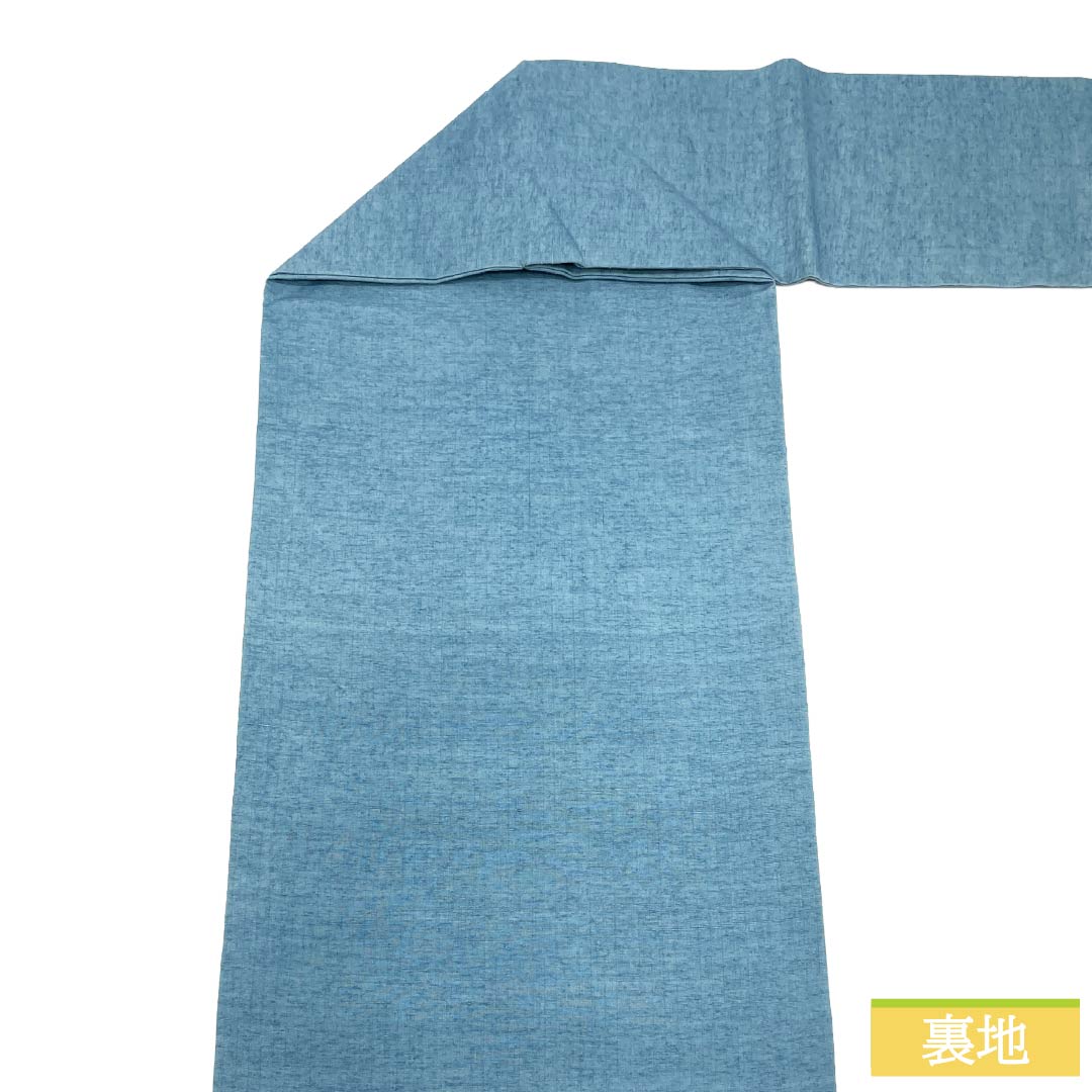 名古屋帯 正絹 Aランク 名古屋仕立て 沈香茶色（とのちゃいろ） 染め帯 オシドリ 紬地 帯丈348cm ポイント柄 カジュアル 青系 1124012203317