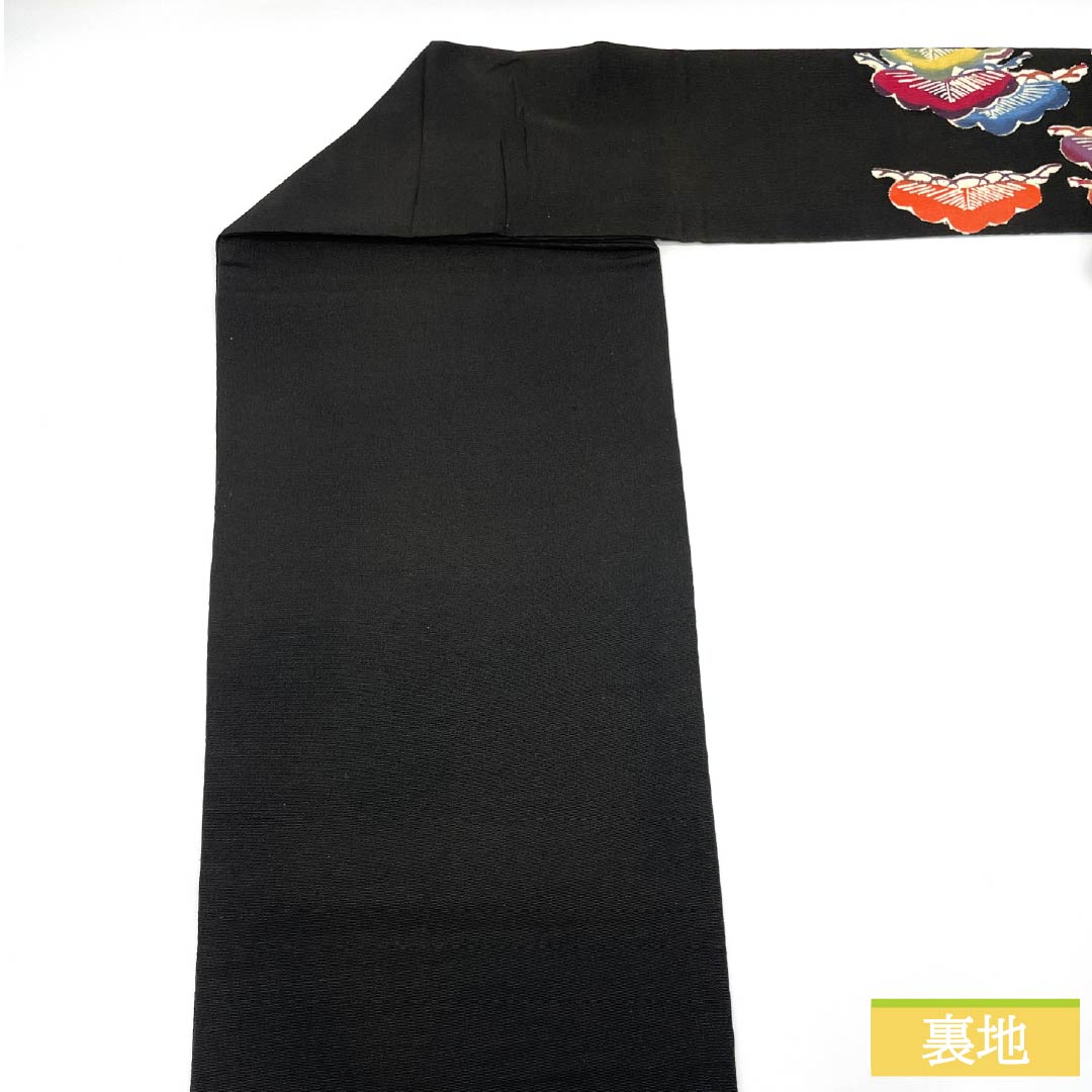 名古屋帯 正絹 Aランク 黒色 型染 松 古典柄 帯丈356cm ポイント柄 カジュアル 黒系 1124011103310 名古屋仕立て