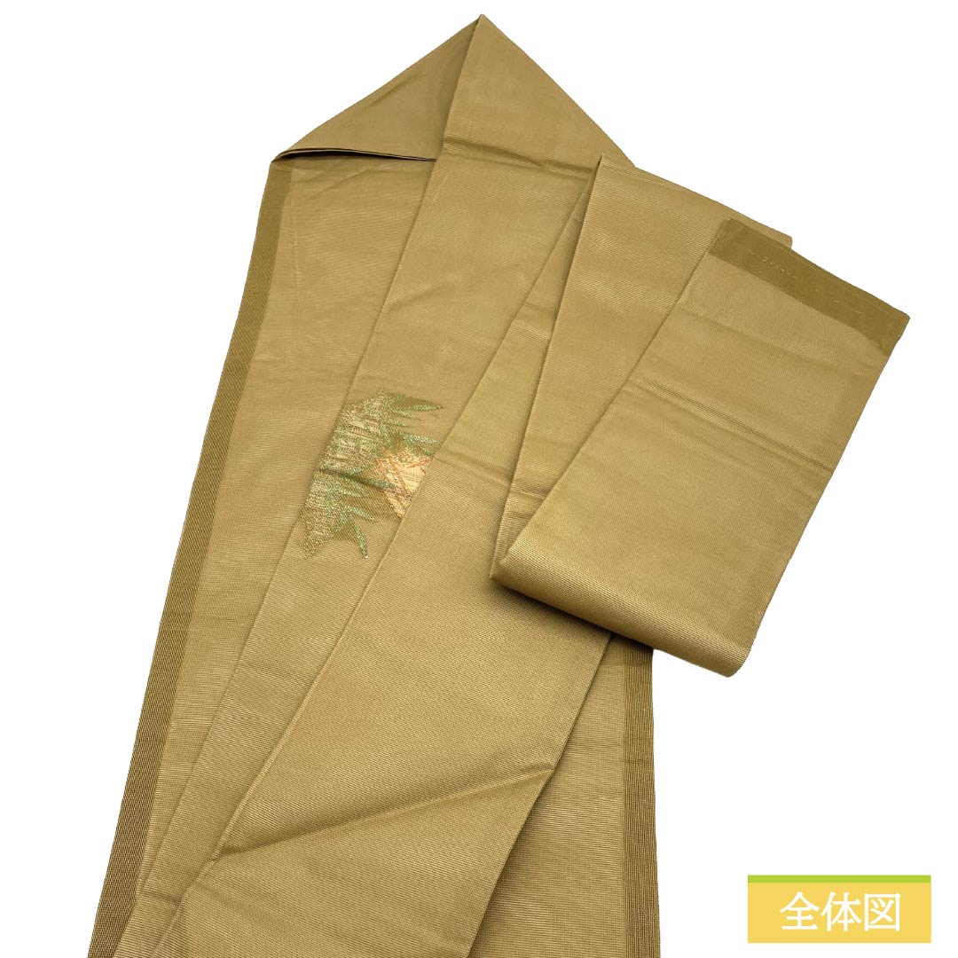 名古屋帯 正絹 Aランク 名古屋仕立て 唐金色（からかねいろ） 夏帯 舟 風景 帯丈357cm ポイント柄 セミフォーマル 茶系 1124012953314