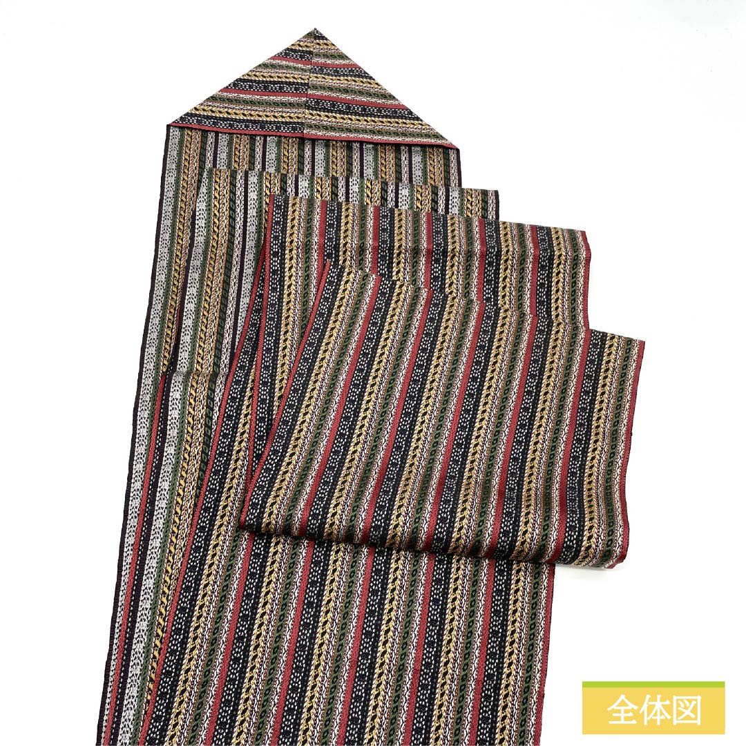 Nagoya obi, genuine silk, S rank, stripes, obi length 357cm, zen-tsu, casual, gradient, 1124011192399, matsuba仕立て