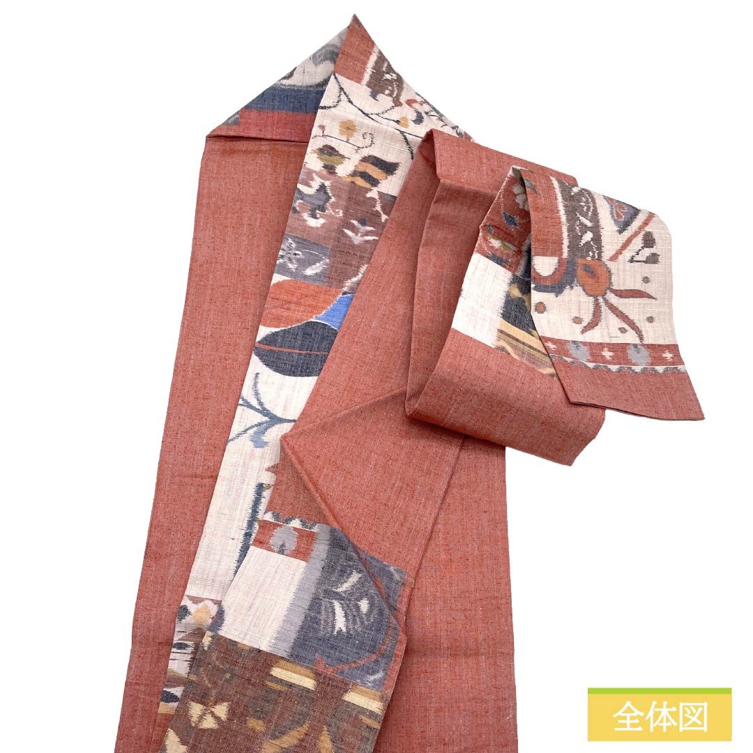 名古屋帯 正絹 Aランク 名古屋仕立て 抽象柄 紬地 帯丈362cm 六通 カジュアル マルチカラー 1124012793328