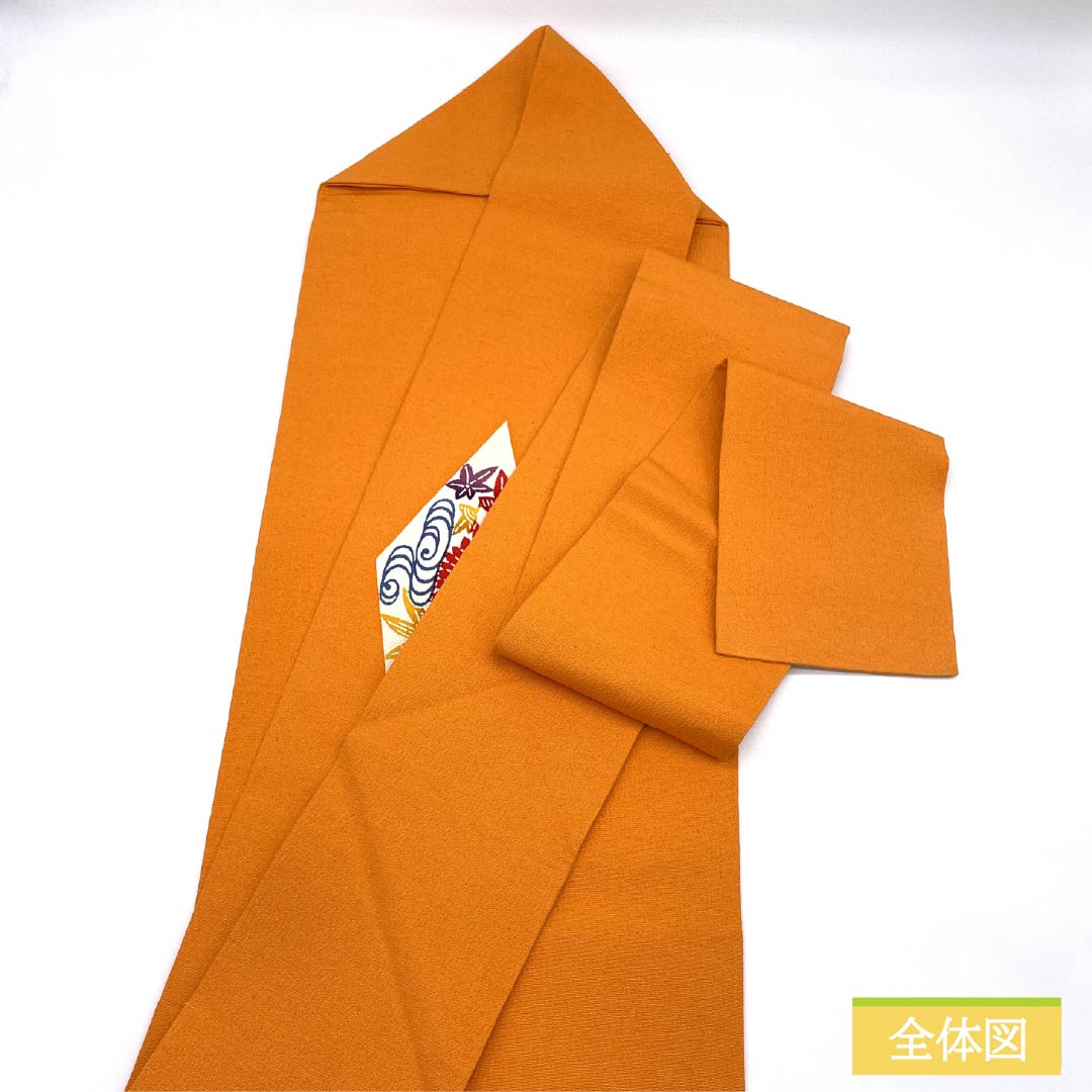 Nagoya obi, genuine silk, Rank A, orange, stencil-dyed, chirimen fabric, classic pattern, obi length 350cm, partial pattern, casual, orange-toned, 1124011483326, Nagoya style tailoring