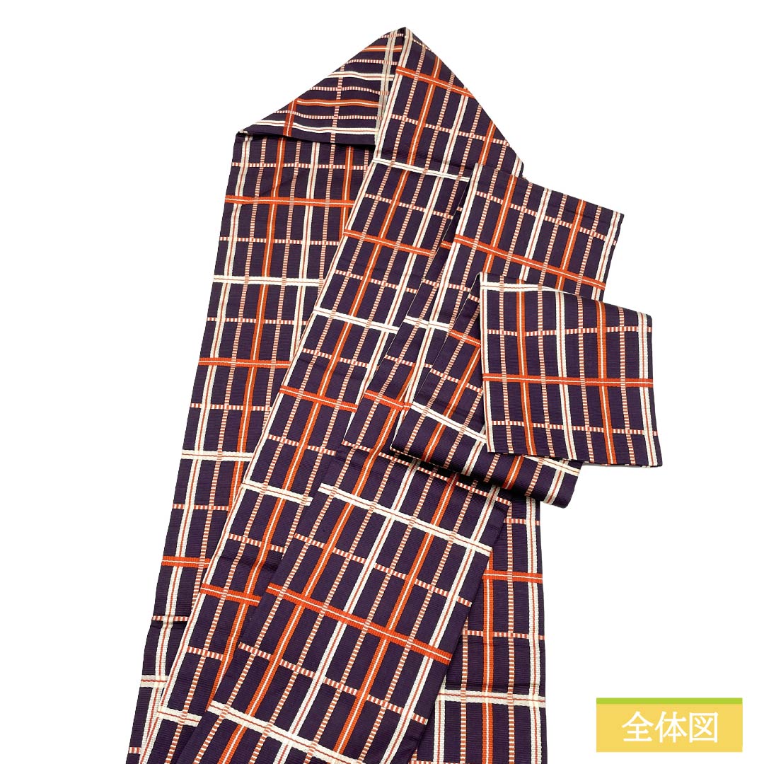 Nagoya Obi, genuine silk, A rank, Nagoya tailoring, Shikoku-iro (deep purple), Yoshino-mandori pattern, classic pattern, obi length 353cm, fully patterned, casual, purple系, 1124011653320