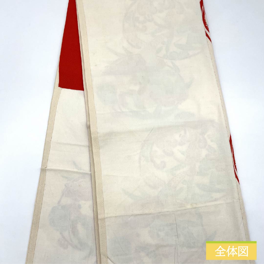 Nagoya obi, genuine silk, B rank, milky white, Kyoto bingata, floral, classic pattern, obi length 363cm, full pattern, casual, white, 1124011224311, Matsuba-style tailoring