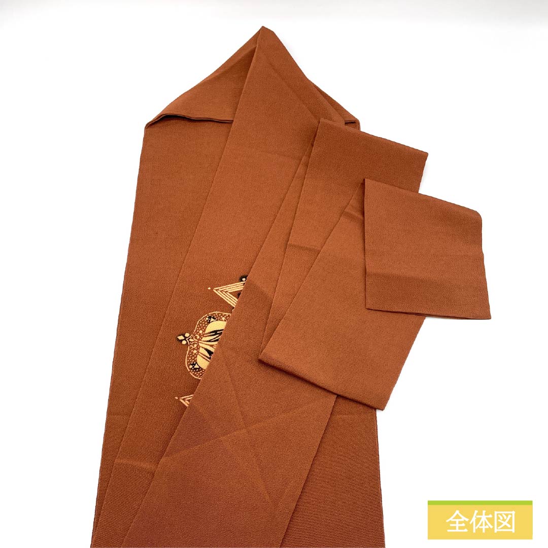 Nagoya Obi, Pure Silk, Rank A, Ebi-cha (Dark Reddish Brown), Kyo-Bingata, Plant-Dyed, Classic Pattern, Obi Length 368cm, Partial Pattern, Casual, Brown Tones, 1124011153314, Nagoya Tailored