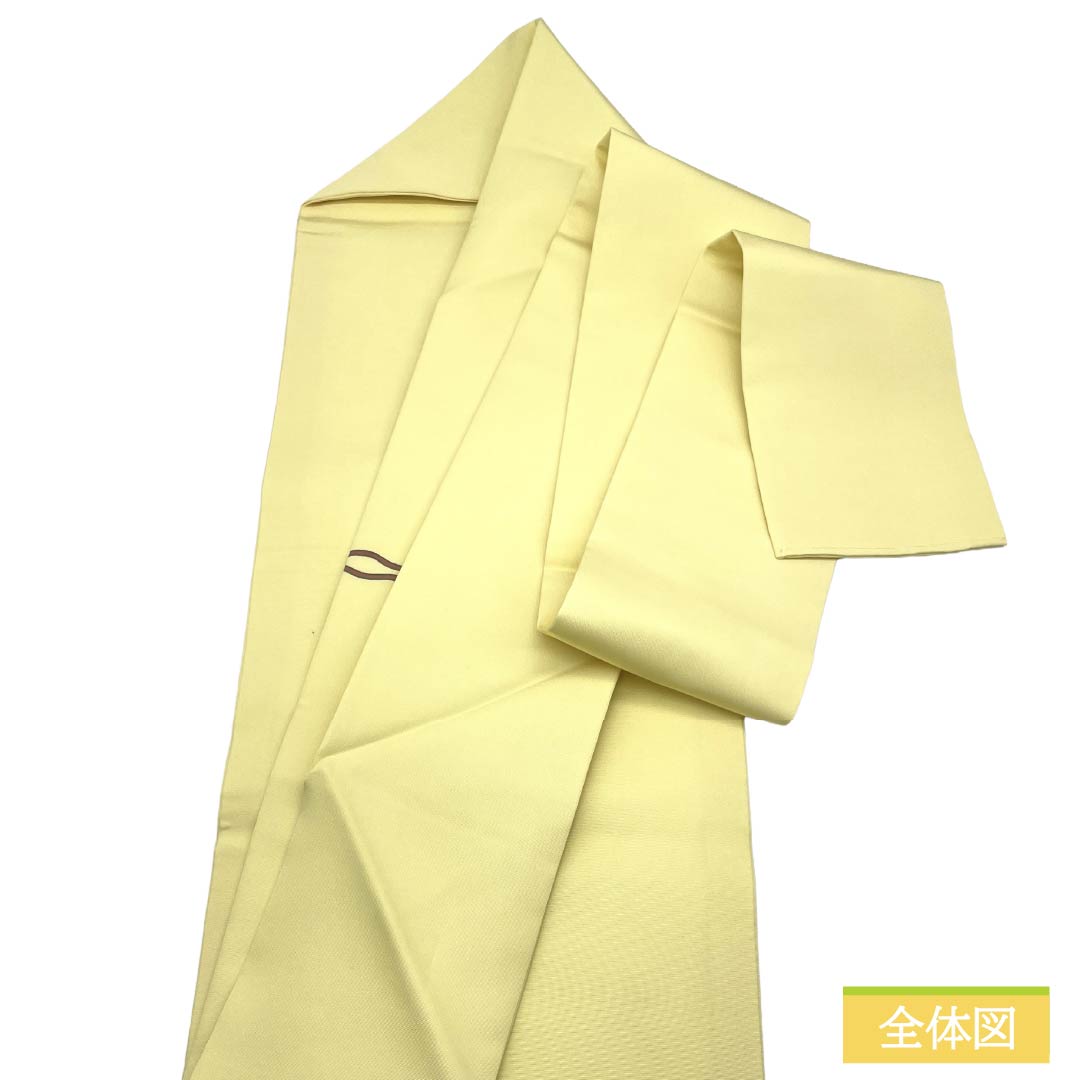 名古屋帯 正絹 Aランク 名古屋仕立て 淡黄檗色（うすきはだいろ） 作家物 塩瀬 しつけ付き 帯丈365cm ポイント柄 カジュアル 黄系 1124012593323