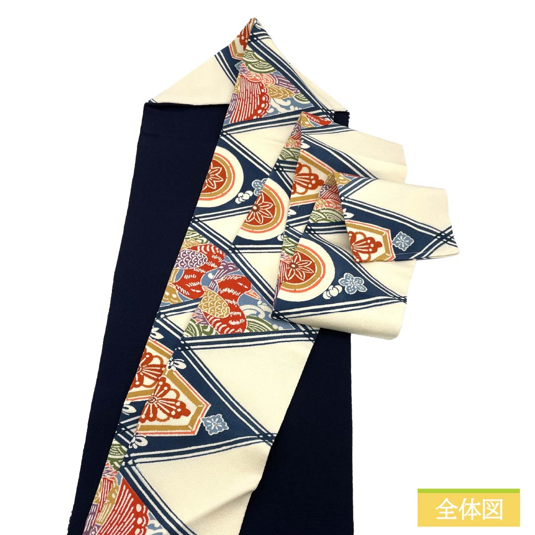 Nagoya Obi Silk A Rank Nagoya Tailored Milky White Kyo-Bingata Classic Pattern Diamond Obi Length 360cm Full Pattern Casual White Tone 1124011613311