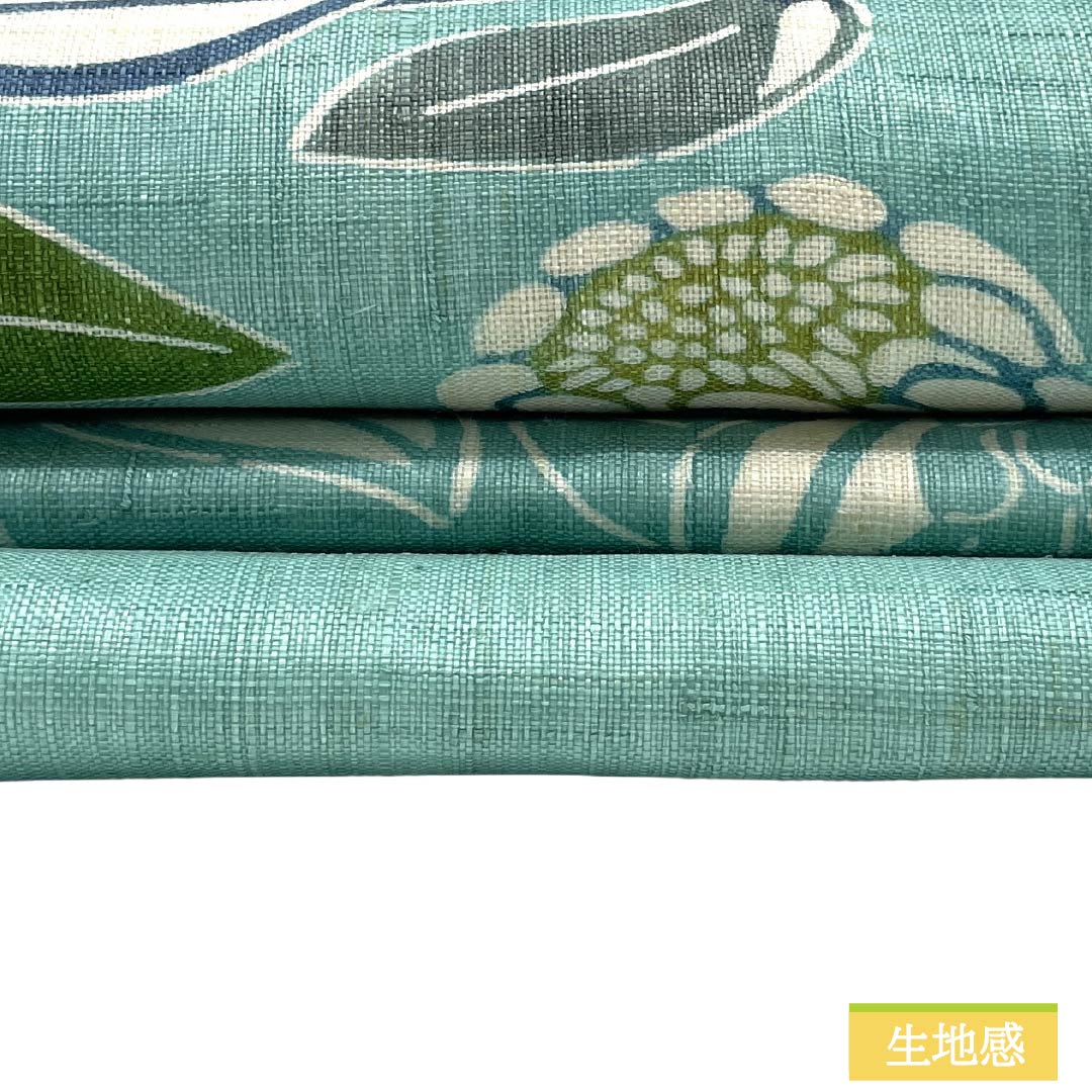 （新品）名古屋帯 正絹 NEWランク 名古屋仕立て 花緑青色（はなろくしょういろ） 栗山吉三郎 京紅型 プロテア 帯丈378cm ポイント柄 カジュアル 緑系 1124013091319