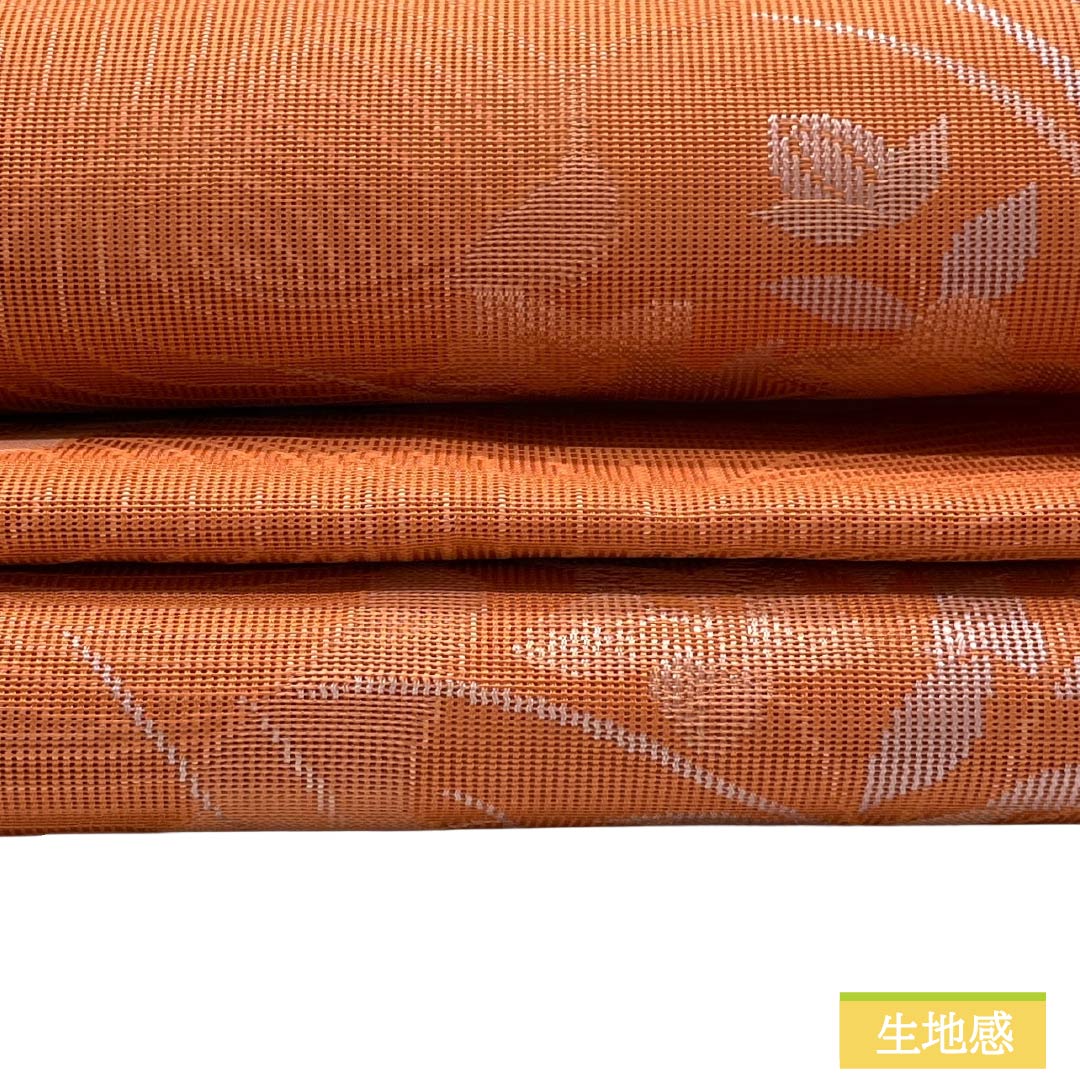 名古屋帯 正絹 Sランク 名古屋仕立て 紅色（べにいろ） 流水 花柄 古典柄 帯丈362cm 全通 カジュアル 橙系 1124013172326