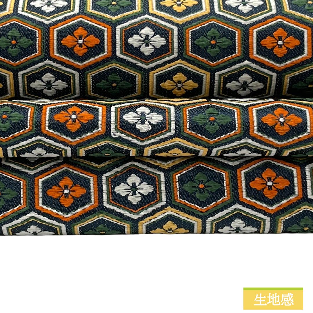 名古屋帯 正絹 Sランク 名古屋仕立て 黒色（くろいろ） 古典柄 亀甲 花菱 帯丈350cm 全通 セミフォーマル グラデーション系 1124012382399