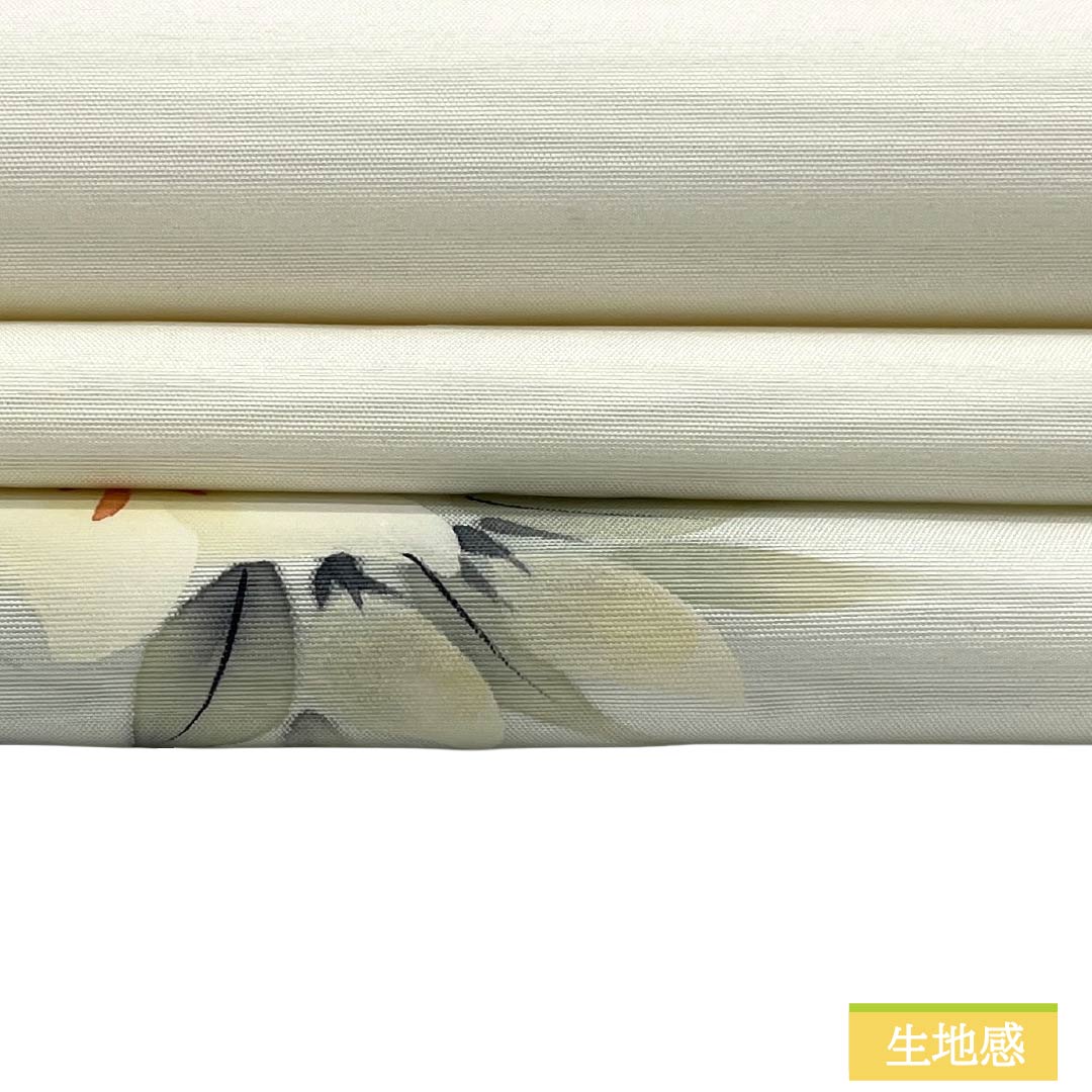 Nagoya Obi, Pure Silk, A Rank, Nagoya Tailored, Milky White, Shioze, Western Floral Pattern, Obi Length 352cm, Partial Pattern, Casual, White Tone, 1124011753311