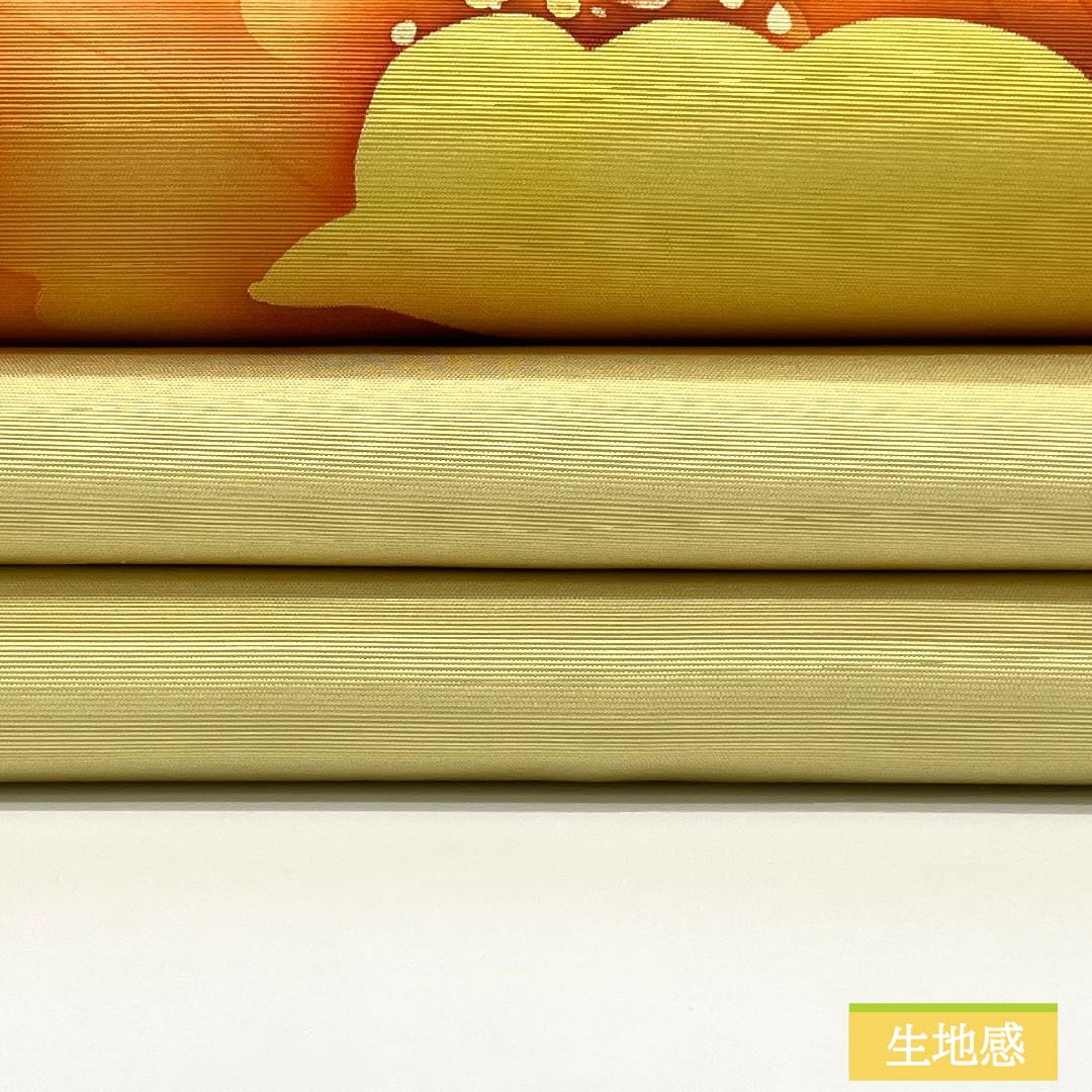 名古屋帯 正絹 Aランク 淡黄色（たんこうしょく） 染め帯 洋花 花柄 帯丈350cm ポイント柄 カジュアル 黄系 1124011233323 名古屋仕立て