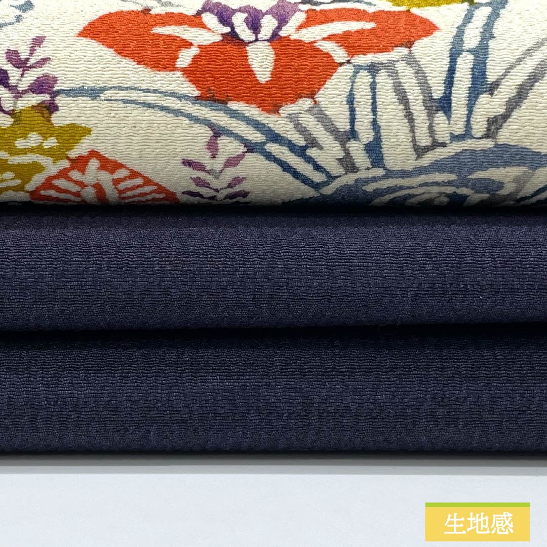 Nagoya obi, genuine silk, Rank A, Kachiiro (dark blue/brown), katazome, chirimen fabric, classic pattern, obi length 365cm, point pattern, casual, purple-ish, 1124011493320, Nagoya tailoring