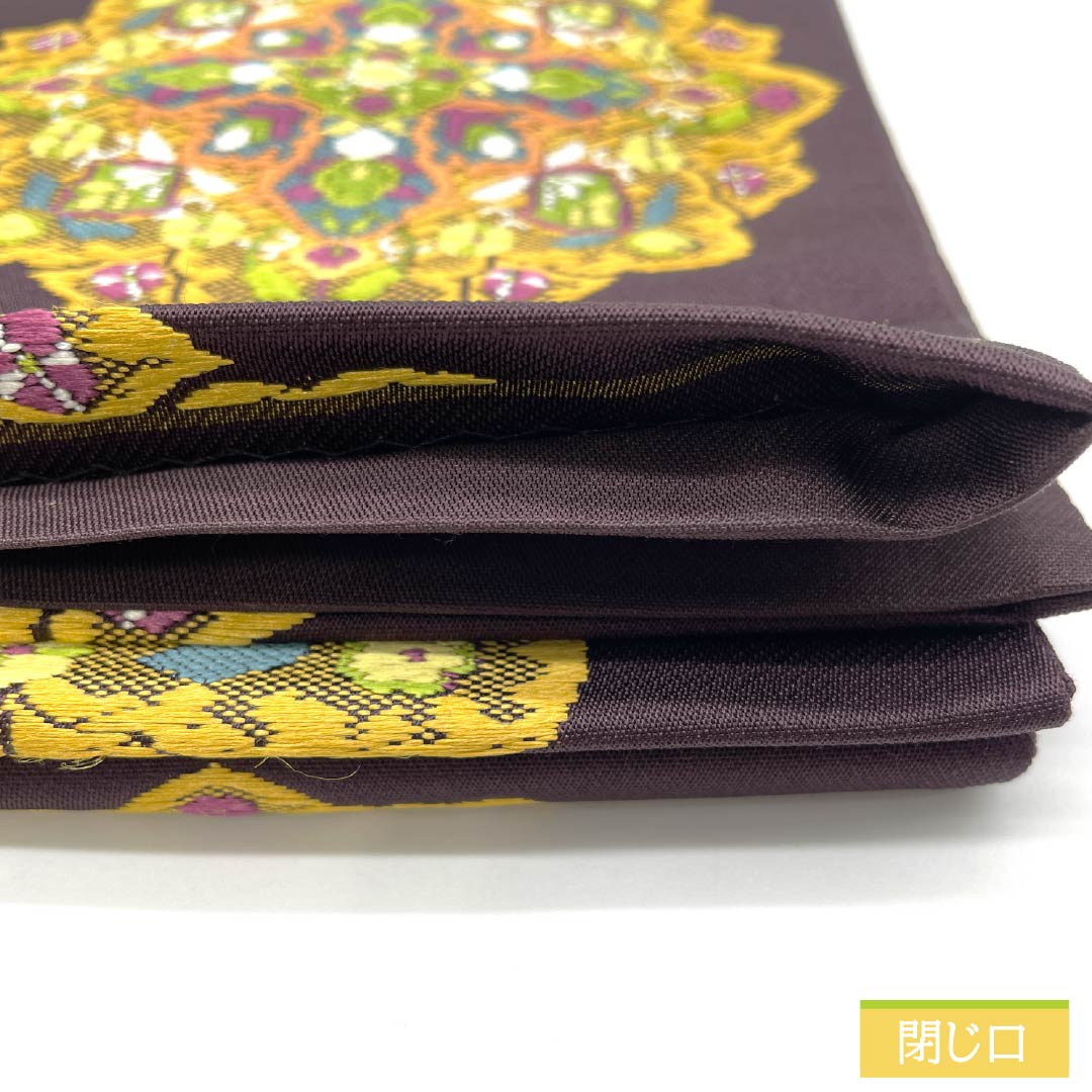 Fukuro Obi, Pure Silk, Shigokuiro (Extreme Color), Nishijin-ori, Karaori, Flower Pattern, Auspicious, Length 434cm, S Rank, Six-pass, Semi-formal, Purple, 1123012962320