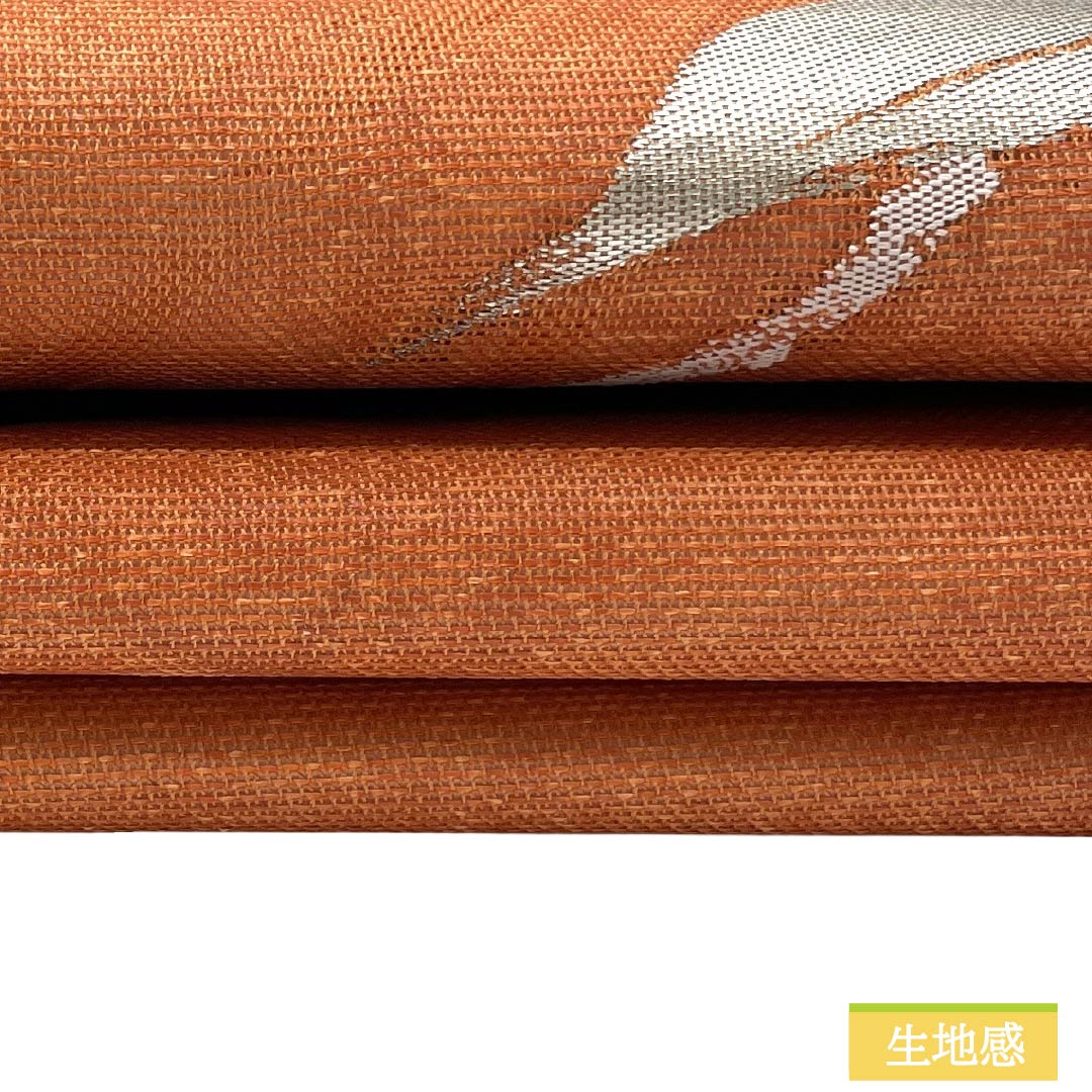 名古屋帯 正絹 Ａランク 名古屋仕立て 鉛丹色（えんたんいろ） 夏帯 木の実 南天 帯丈362cm ポイント柄 セミフォーマル 橙系 1124012973326