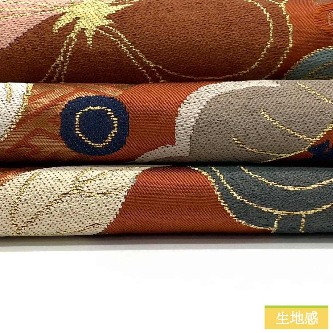 袋帯 正絹 Aランク 赭色（そういろ） 西陣織 白綾苑大庭 吉祥文様 帯丈428cm 六通 フォーマル 朱系 1123015903316
