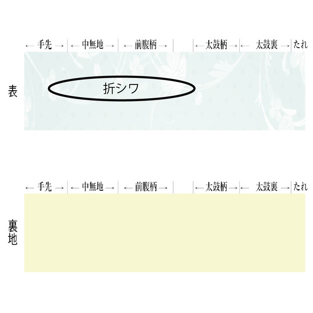 Nagoya obi, genuine silk, A rank, Nagoya tailoring, taupe/green, striped, geometric pattern, obi length 370cm, full pattern, casual, gradient, 1124011633399
