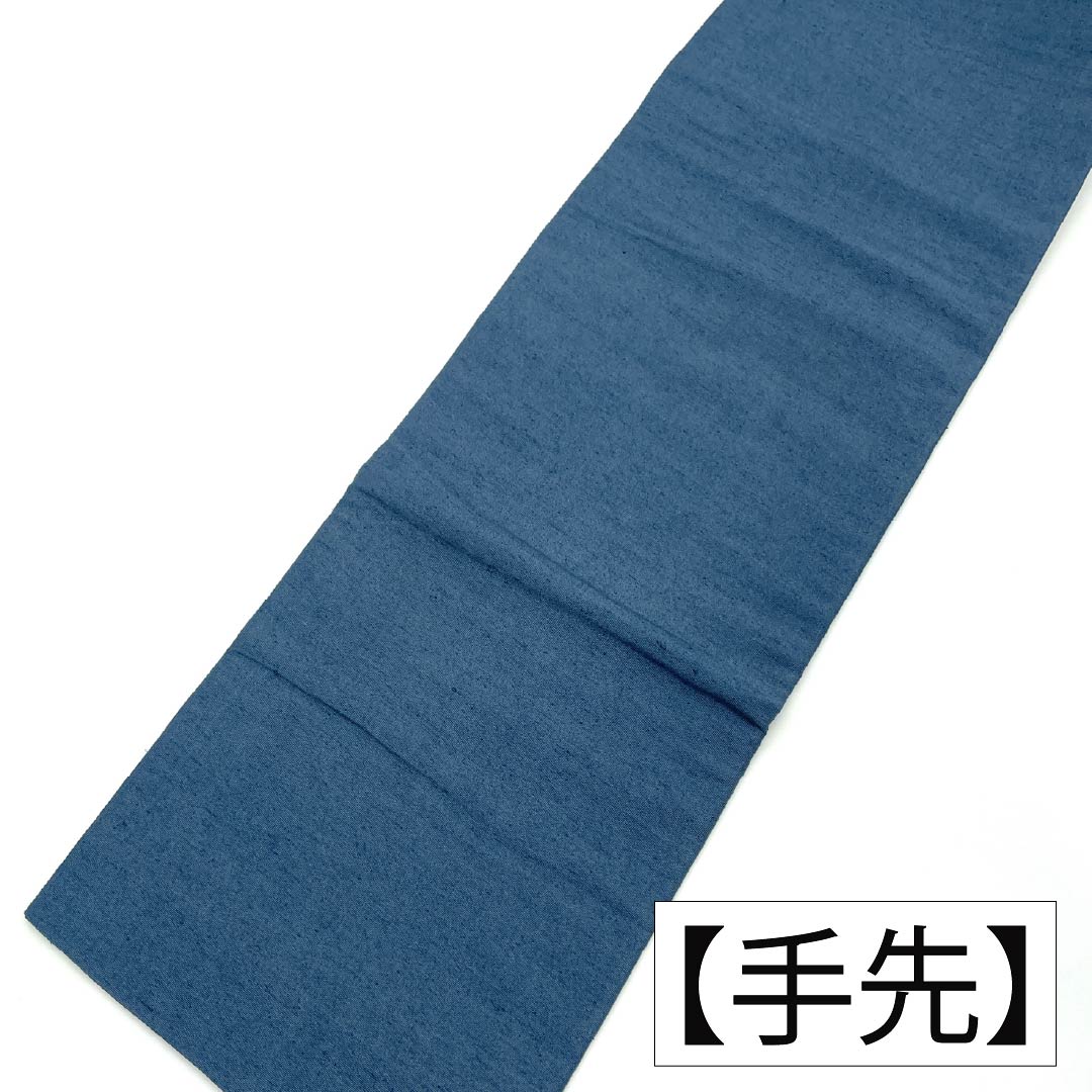 名古屋帯 正絹 Aランク 名古屋仕立て 御召御納戸色（おめしおなんどいろ） 型染 古典柄 草木染 帯丈343cm 六通 カジュアル 青系 1124012183317