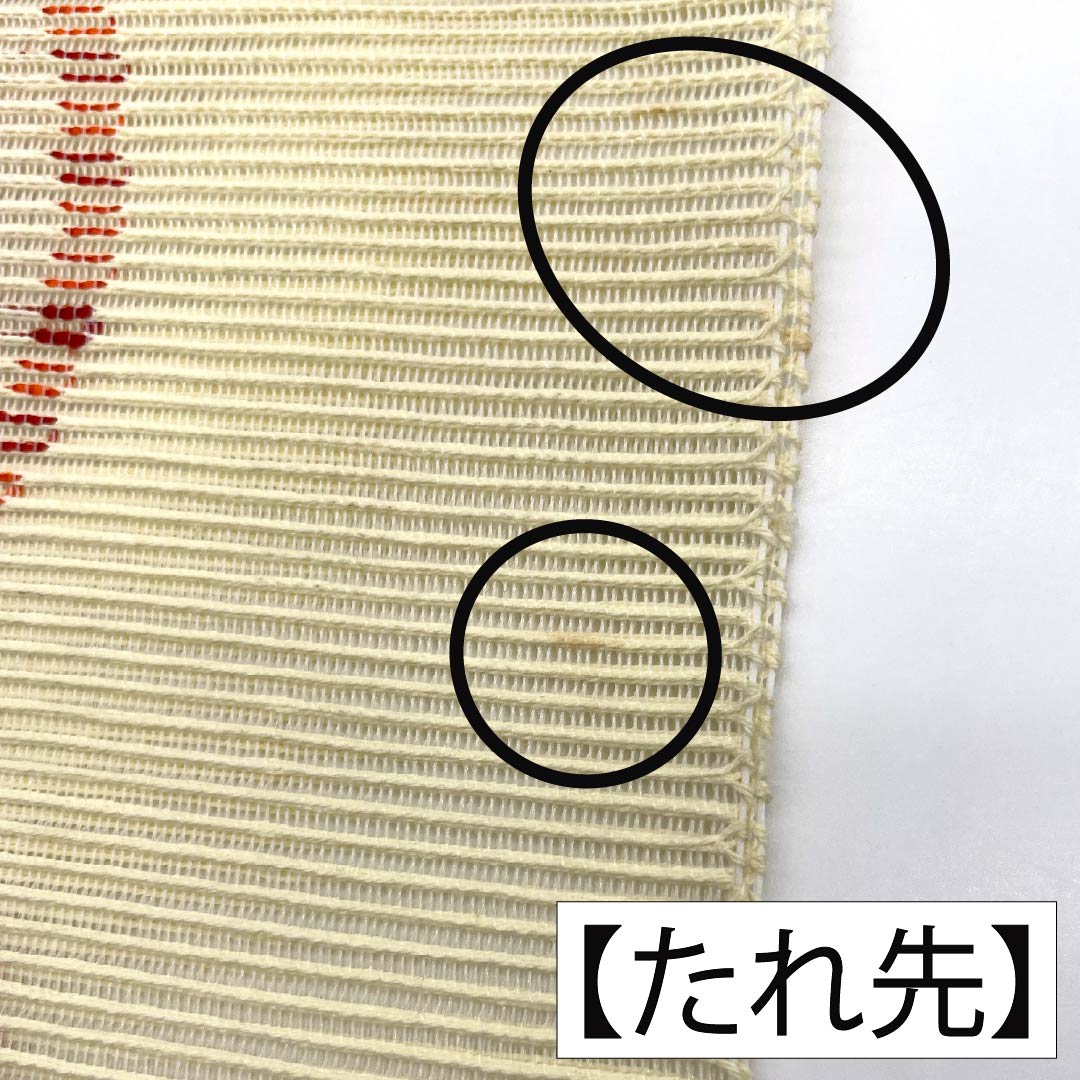 名古屋帯 正絹 Aランク 松葉仕立て 乳白色（にゅうはくしょく） 夏帯 麻の葉模様 古典柄 帯丈361cm 六通 カジュアル 白系 1124012813311