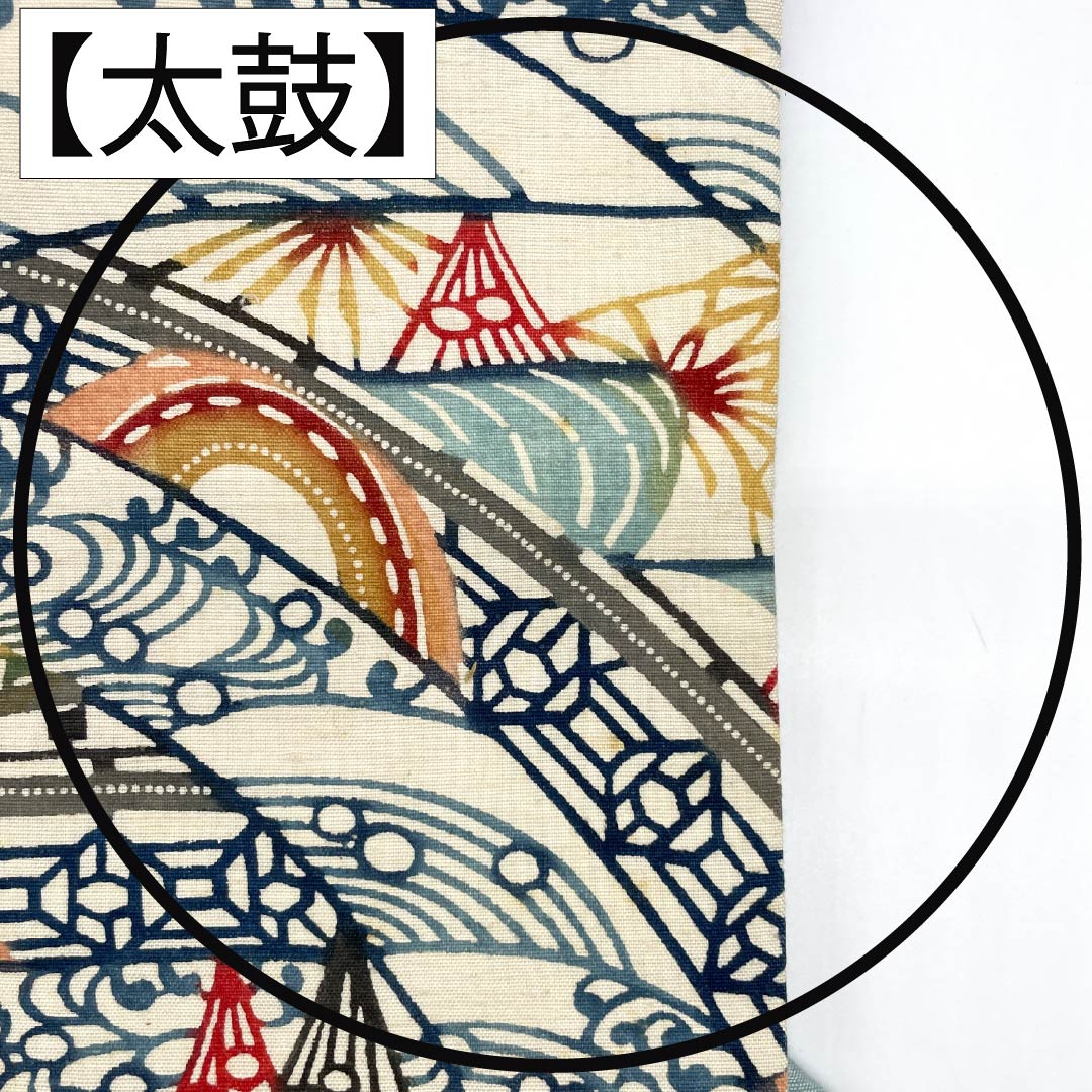名古屋帯 正絹 Aランク 名古屋仕立て 白色（しろいろ） 型染 砧青磁色（きぬたせいじいろ） 風景柄 帯丈333cm 六通 カジュアル 白系 1124012223311