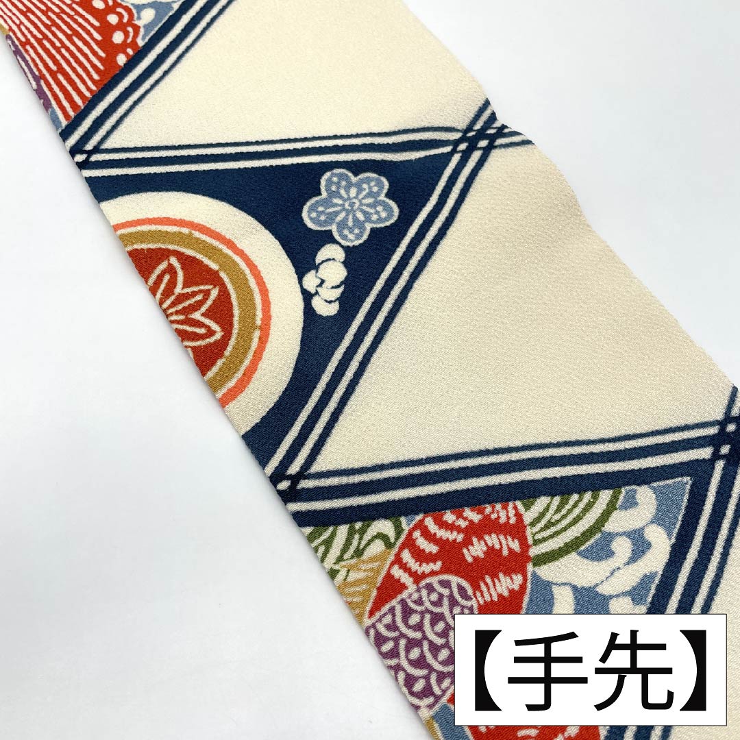 Nagoya Obi Silk A Rank Nagoya Tailored Milky White Kyo-Bingata Classic Pattern Diamond Obi Length 360cm Full Pattern Casual White Tone 1124011613311