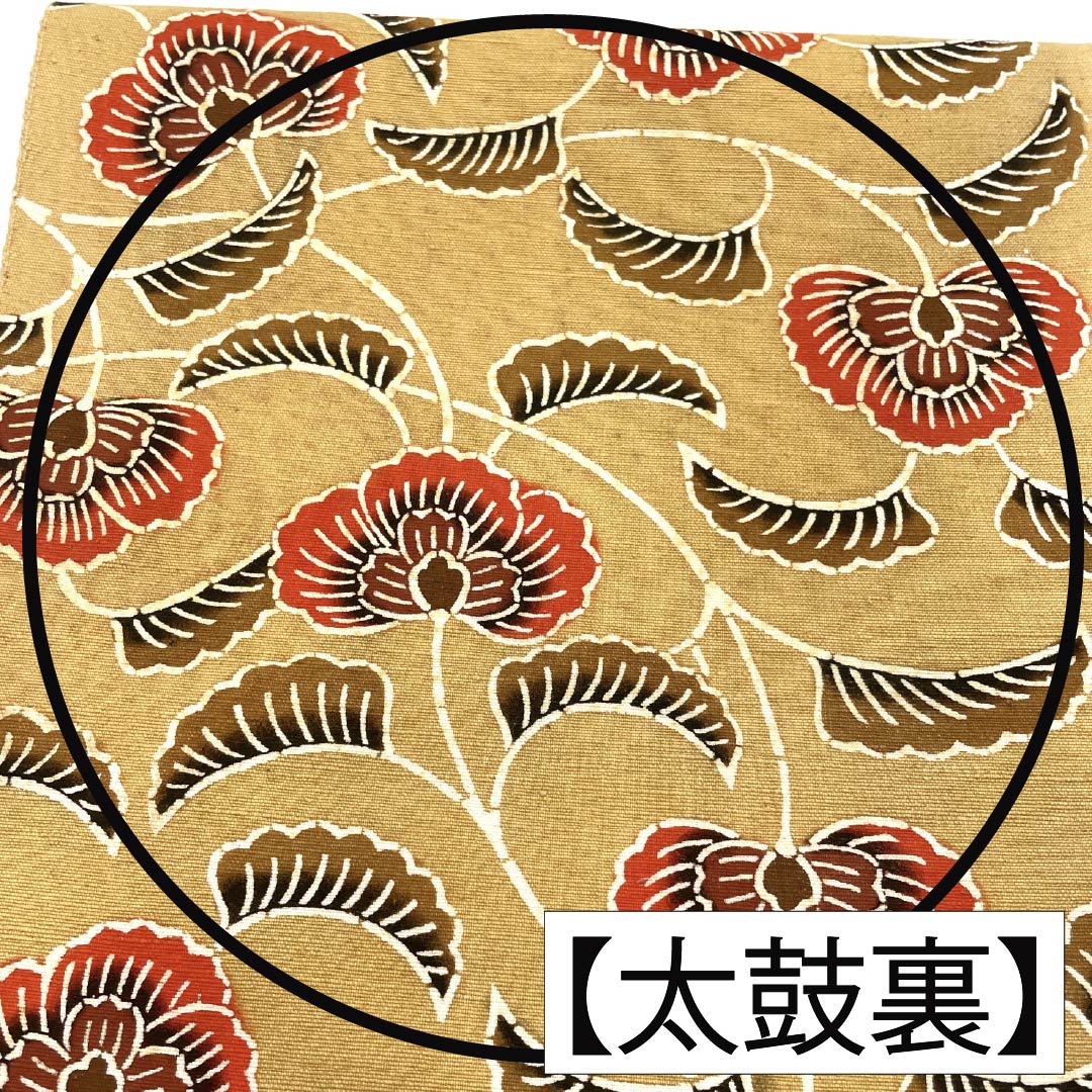 Nagoya Obi Silk A Rank Straw Yellow Kyo-Bingata Arabesque Pattern Tsumugi Weave 362cm Length Rokutsu Casual Beige 1124011213325 Matsuba-Jitate