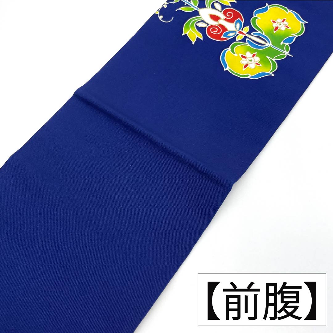 名古屋帯 正絹 Aランク 名古屋仕立て 染め帯 塩瀬 更紗 帯丈368cm ポイント柄 セミフォーマル 青系 1124012043317