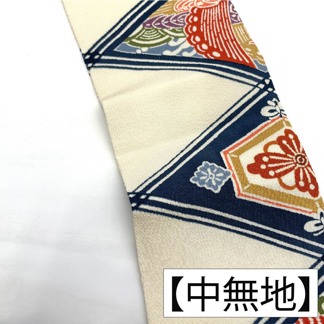Nagoya Obi Silk A Rank Nagoya Tailored Milky White Kyo-Bingata Classic Pattern Diamond Obi Length 360cm Full Pattern Casual White Tone 1124011613311