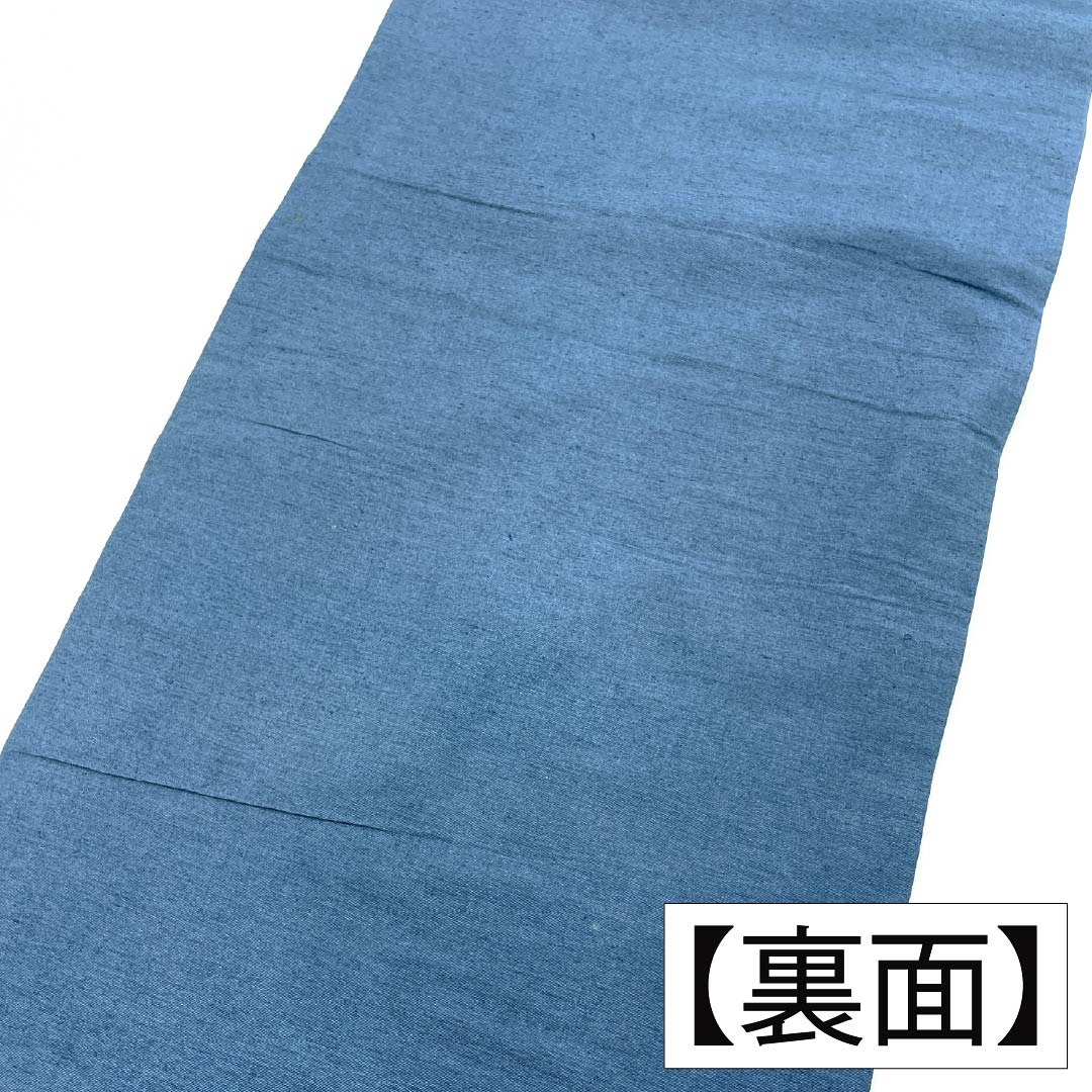 名古屋帯 正絹 Aランク 名古屋仕立て 御召御納戸色（おめしおなんどいろ） 型染 古典柄 草木染 帯丈343cm 六通 カジュアル 青系 1124012183317