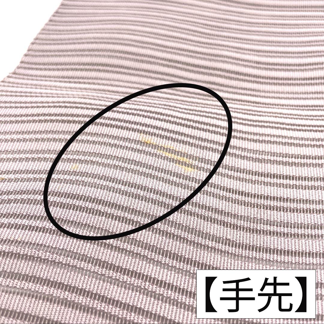 名古屋帯 正絹 Aランク 松葉仕立て 薄梅鼠色（うすうめねずいろ） 夏帯 変わり絽 無地 帯丈358cm 全通 カジュアル ピンク系 1124013053313