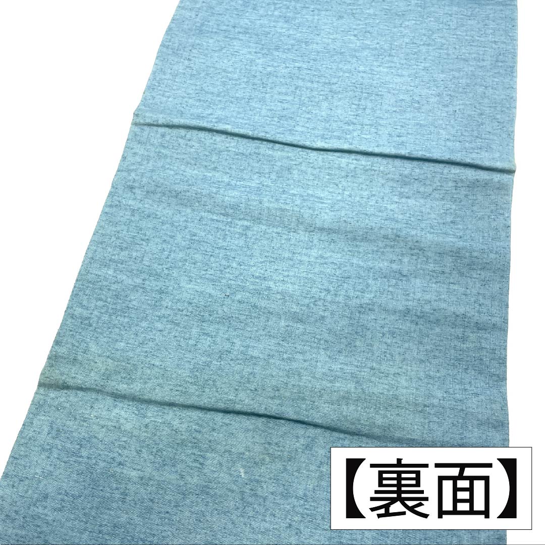 名古屋帯 正絹 Aランク 名古屋仕立て 沈香茶色（とのちゃいろ） 染め帯 オシドリ 紬地 帯丈348cm ポイント柄 カジュアル 青系 1124012203317