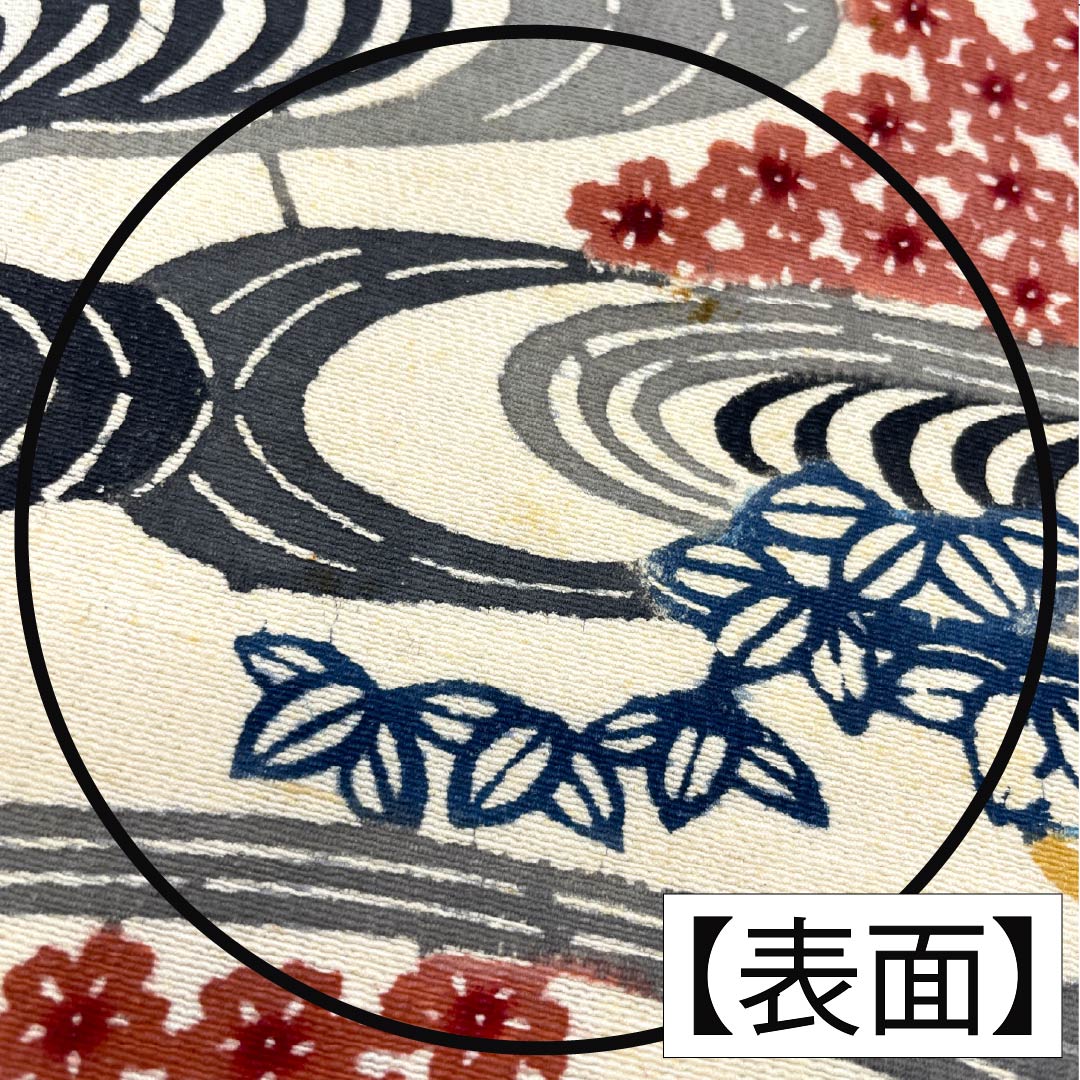 Nagoya obi, genuine silk, B rank, milky white, Kyo-bingata, flowing water, classical pattern, obi length 345cm, rokkutsu, casual, beige, 1124011284325, Nagoya style