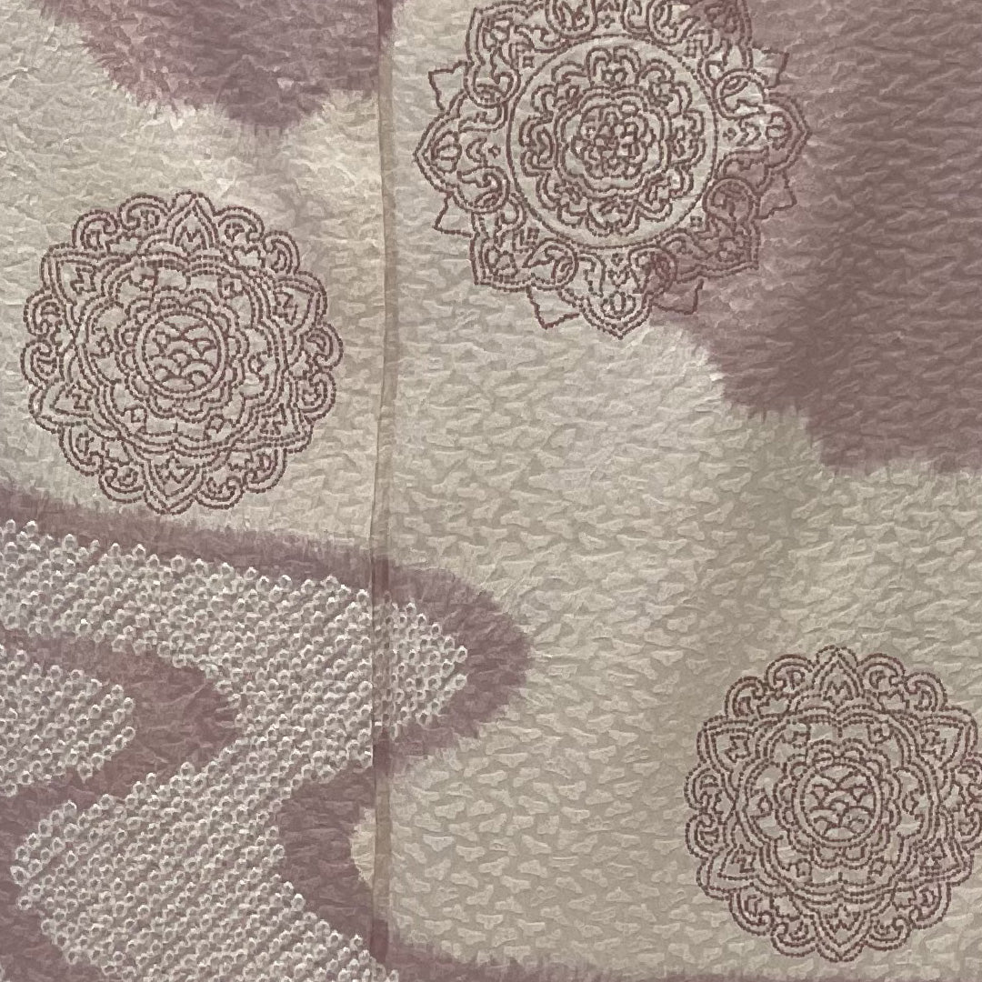 Homongi (formal kimono) Length 152cm Sleeve length 63cm Flowing water and mirror pattern Pure silk Shibori A-lined A-rank Purple 1112000223220