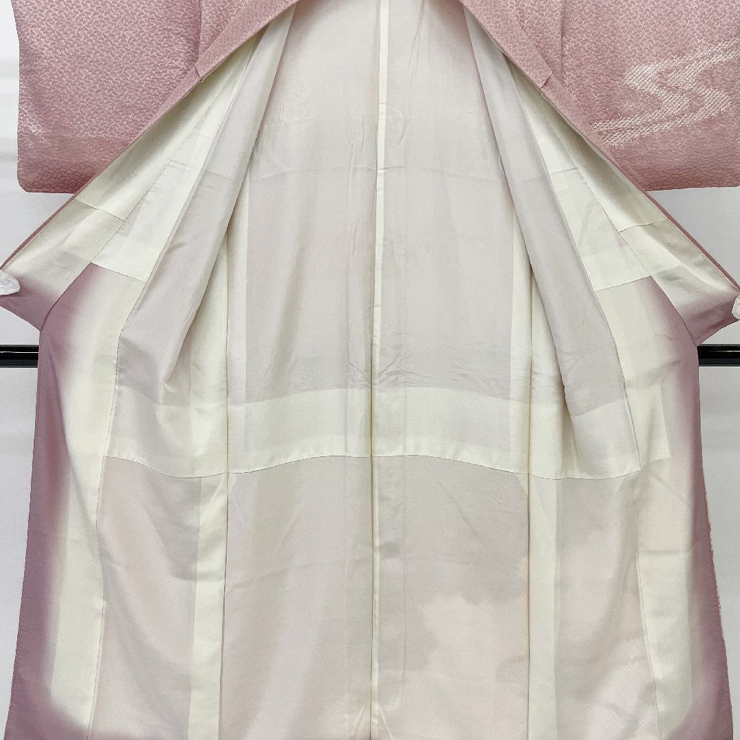 Homongi (formal kimono) Length 152cm Sleeve length 63cm Flowing water and mirror pattern Pure silk Shibori A-lined A-rank Purple 1112000223220