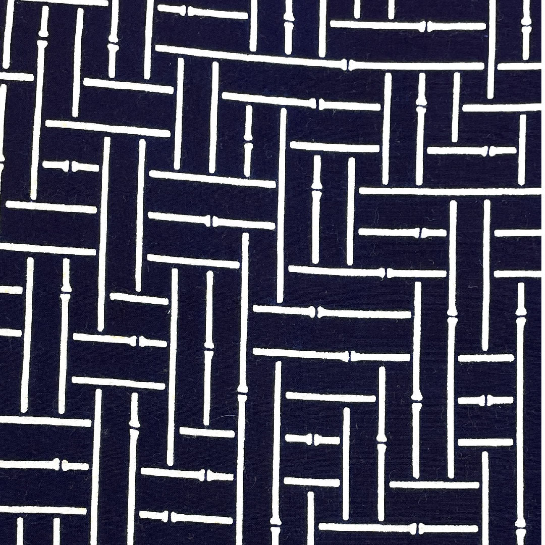 Yukata Chikusen Fabric Checkered Bamboo Pattern Cotton A Rank Single Layer Navy Blue 1118000453118