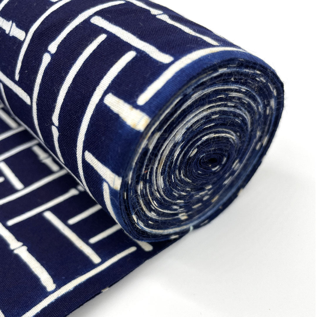 Yukata Chikusen Fabric Checkered Bamboo Pattern Cotton A Rank Single Layer Navy Blue 1118000453118